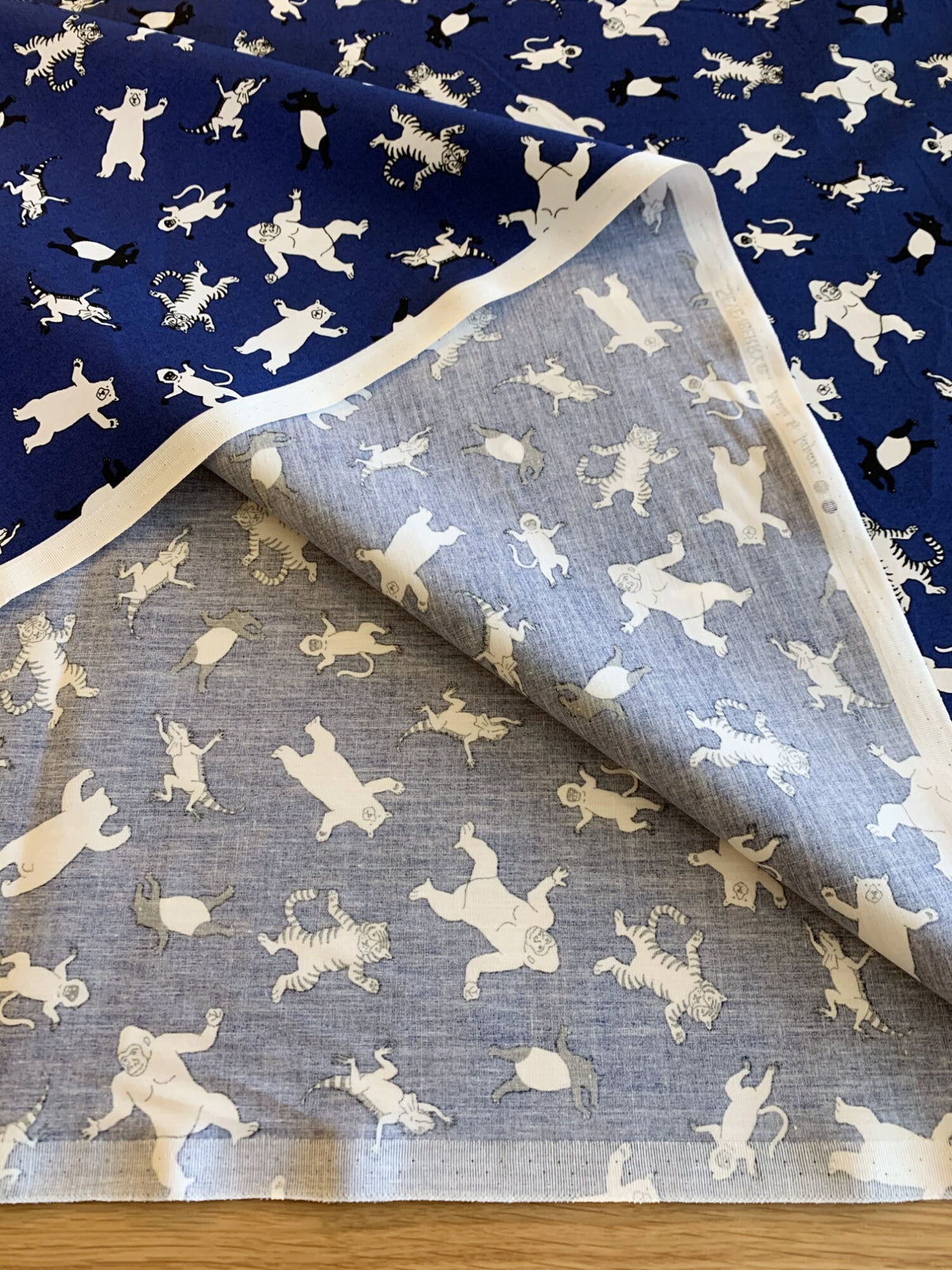 Sevenberry - SALE Dancing Animals Cotton Fabric - Blue