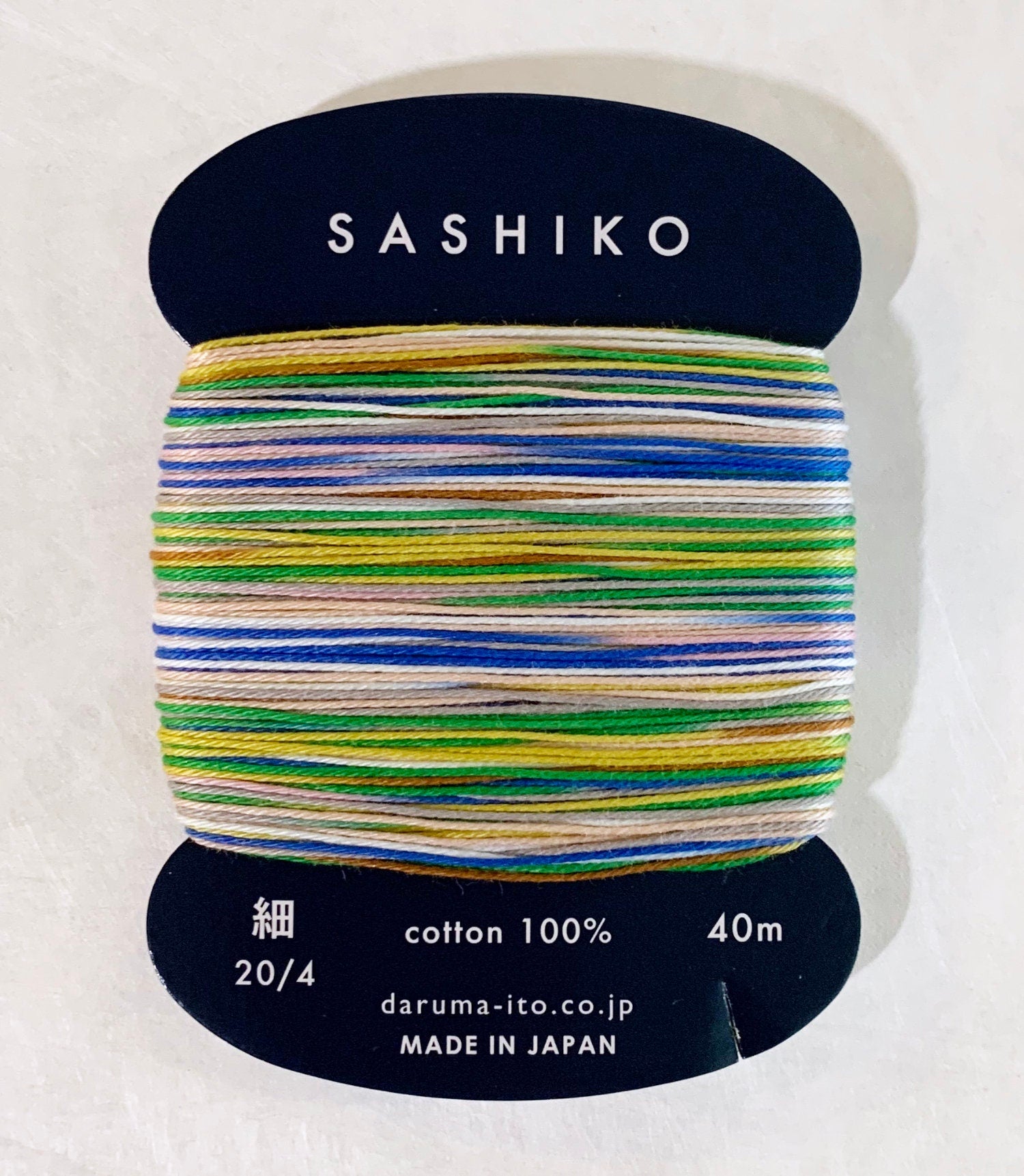 Daruma - Cotton Sashiko Thread 40m Card 20/4 - #502 Variegated Tanabata Pastel