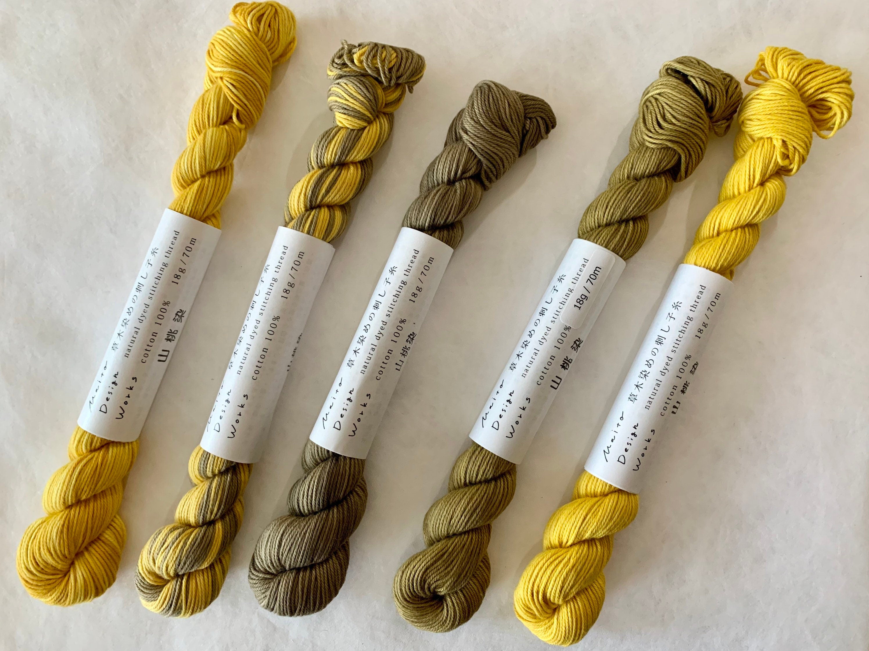 Maito - Natural Dyed Cotton Sashiko and Kogin Thread 70m Skein - Monochrome Khaki