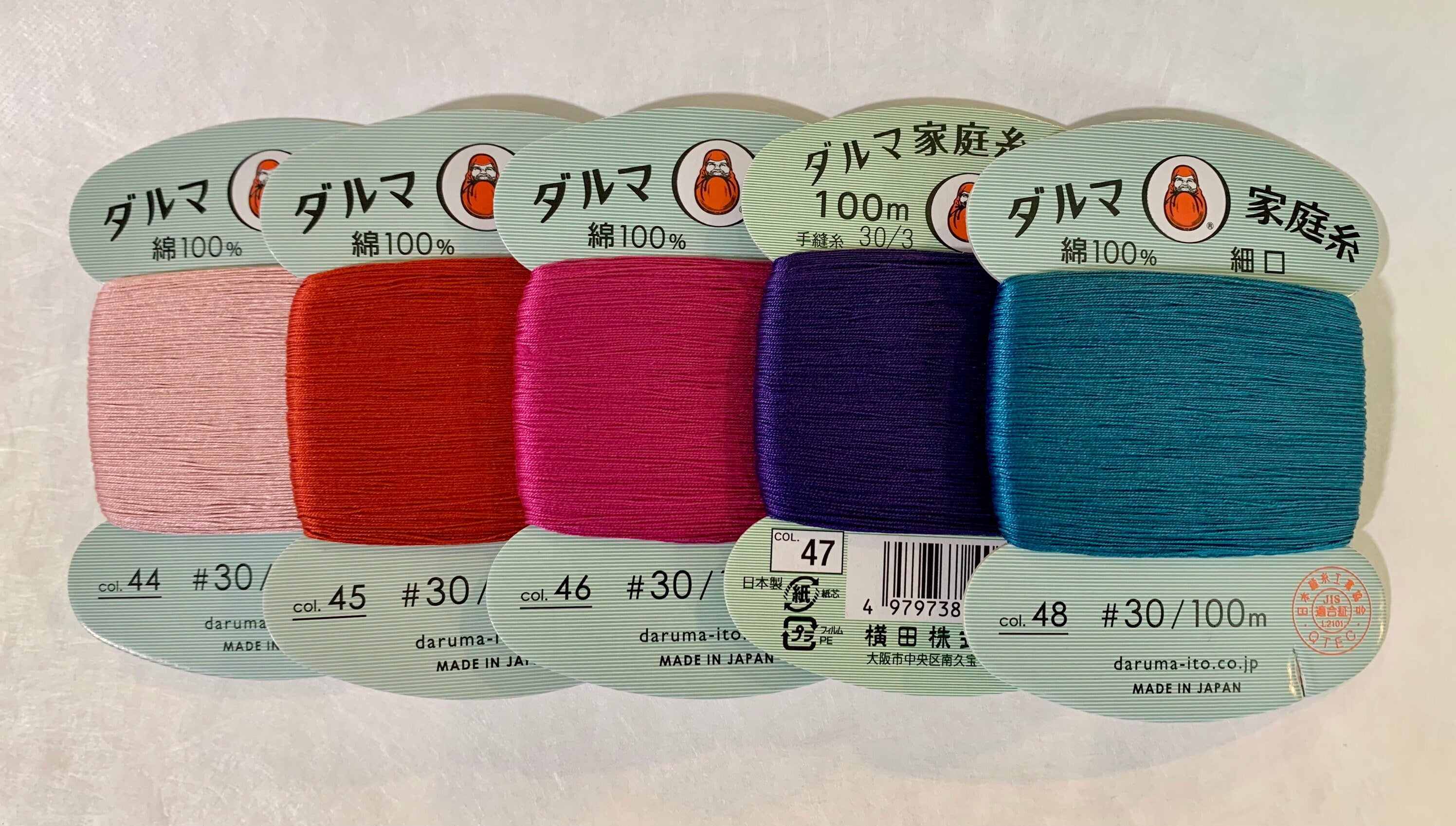 Daruma - Cotton Hand Sewing Thread Size #30 100m Card - Color #44 Apricot Pink
