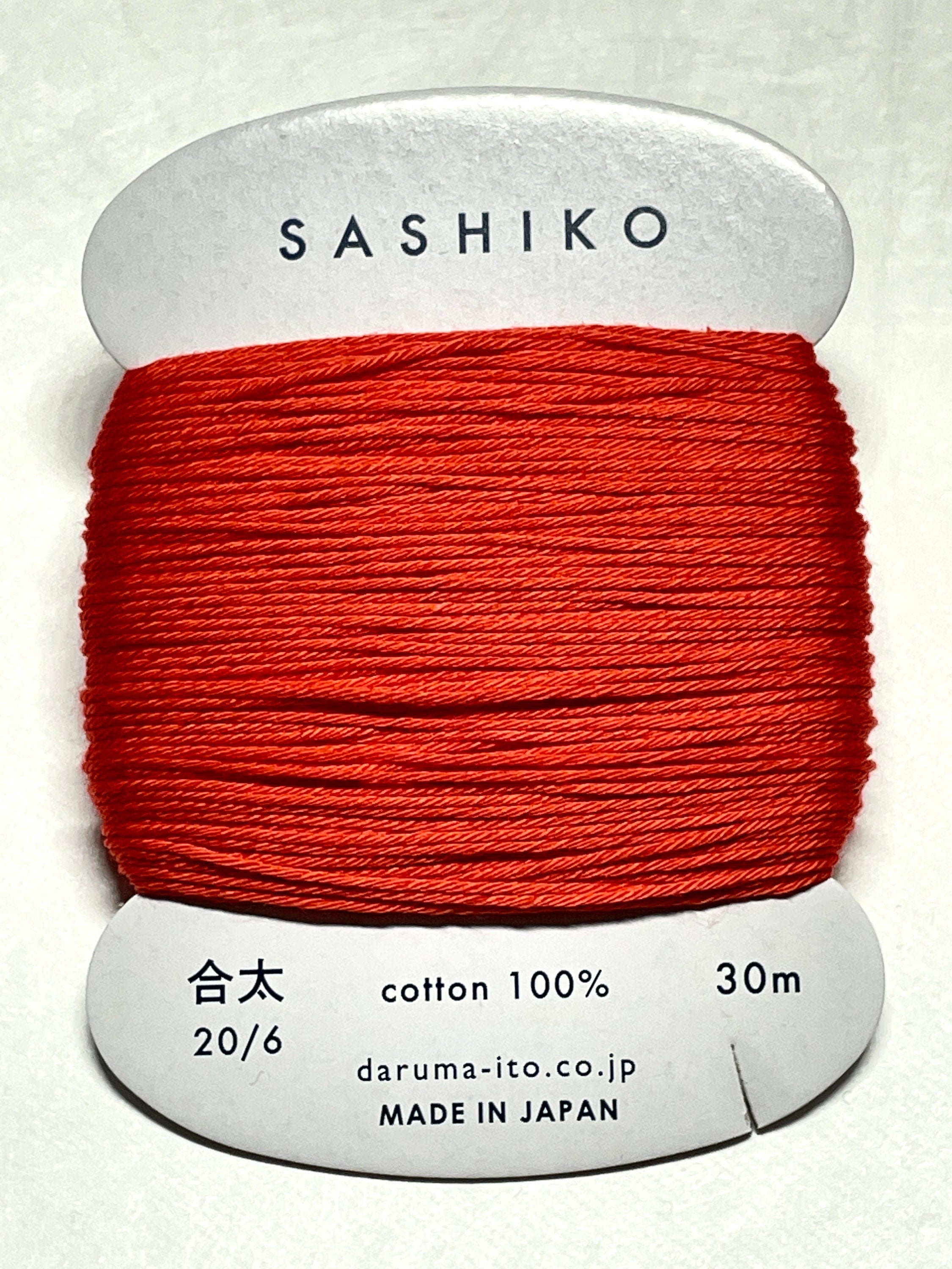 Daruma - Cotton Sashiko Thread 30m Card 20/6 - #212 Vermillion Red