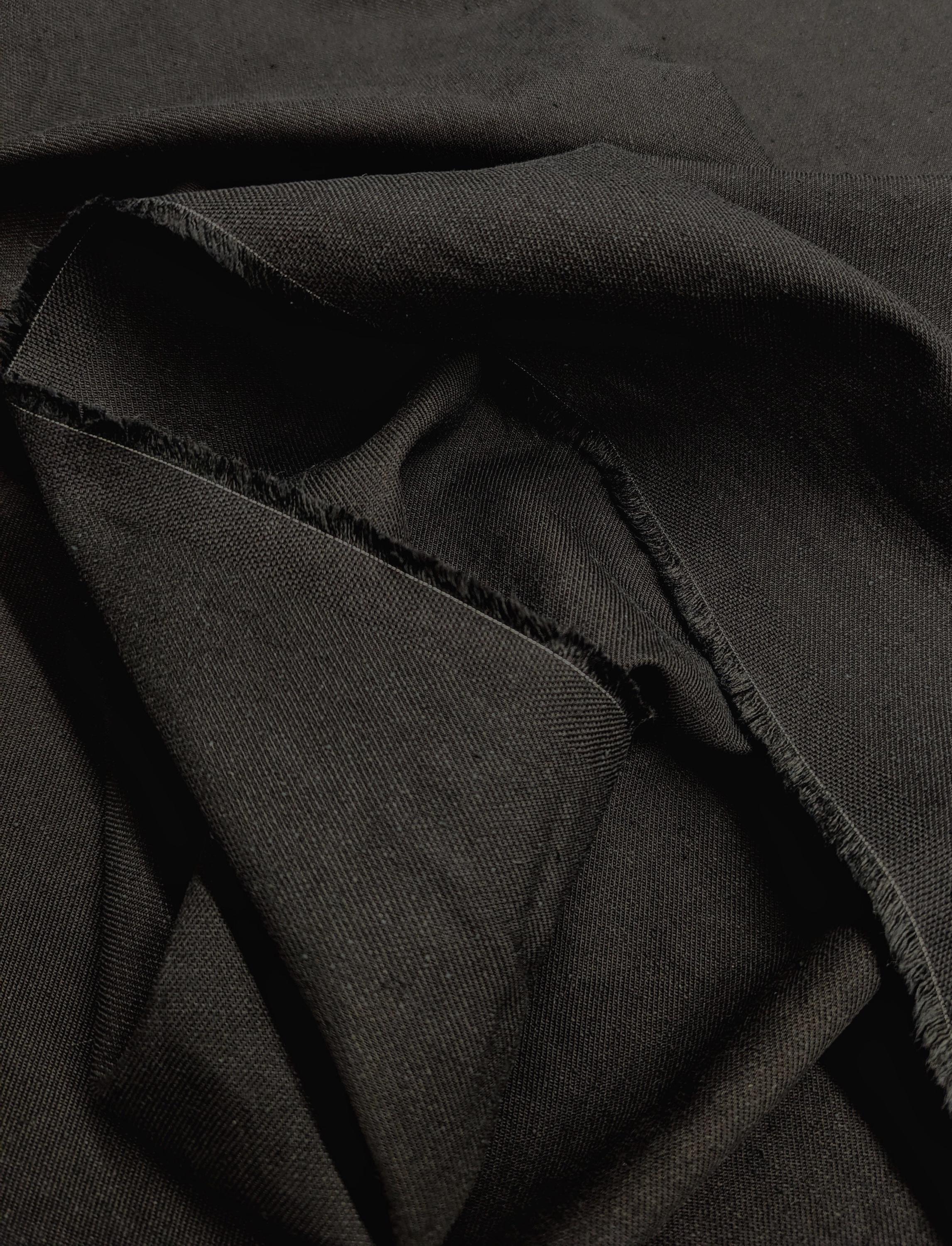 NEW Japanese light twill cotton silk blend BD2027-300 Black - half yard
