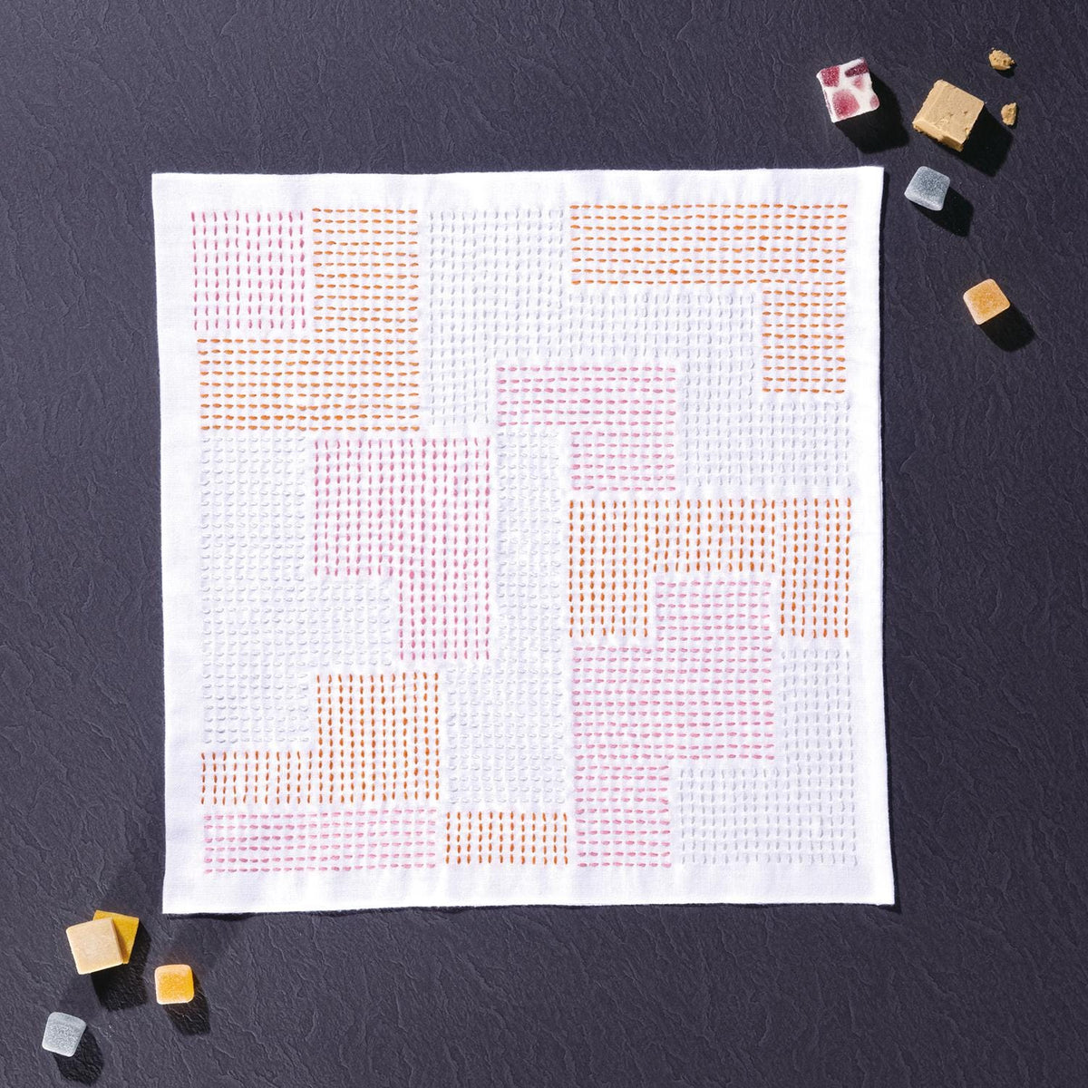 Olympus - Block Cotton Sashiko Sampler Cloth Ayufish Collection - White