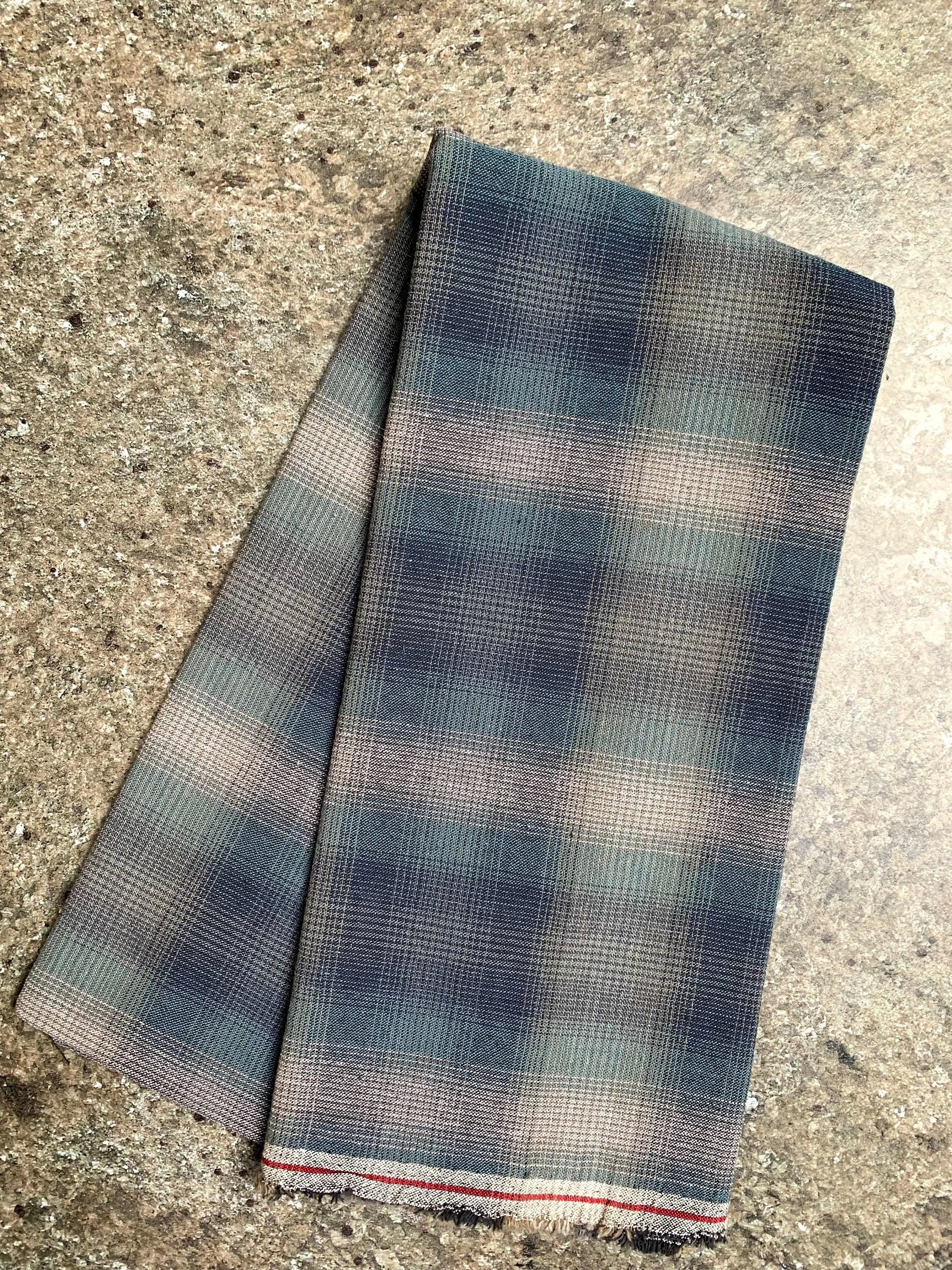 PRE-CUT Cosmo Japanese yarn dyed cotton taupe fabric half meter large plaid
