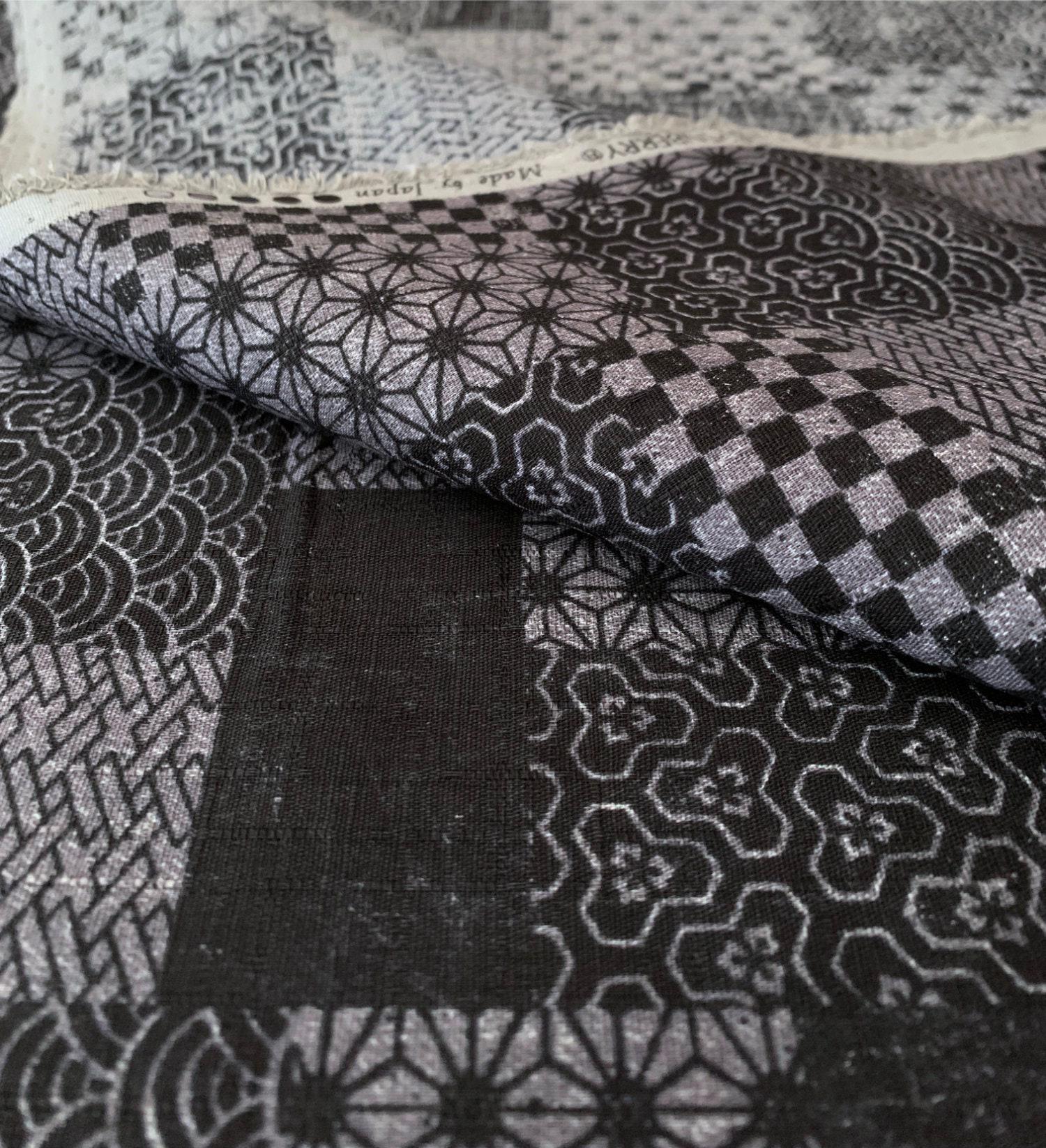 Patchwork Sevenberry Japanese cotton dobby fabric 850350-3-4 black