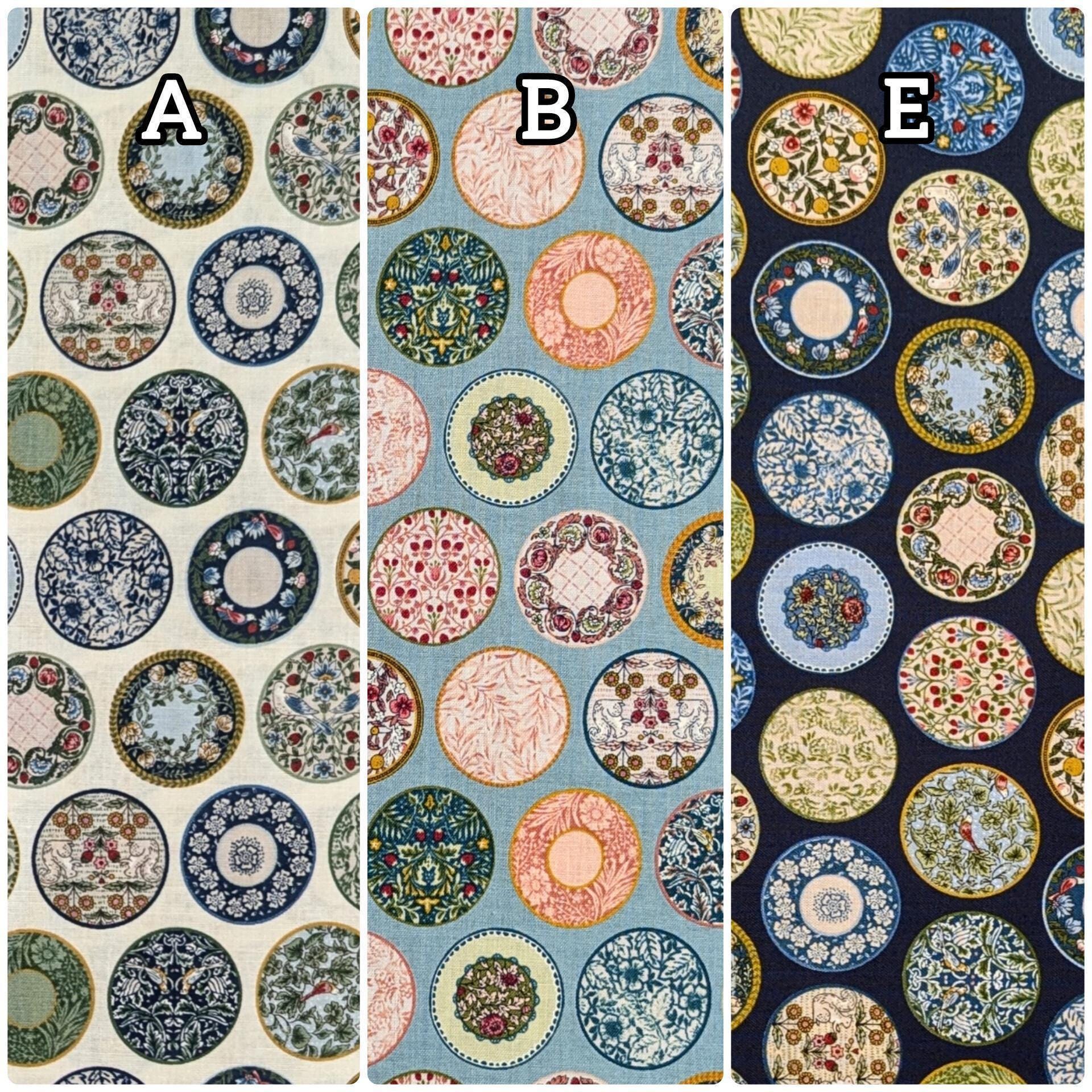 Senyo - Art Nouveau Plates Cotton Fabric - Light Blue
