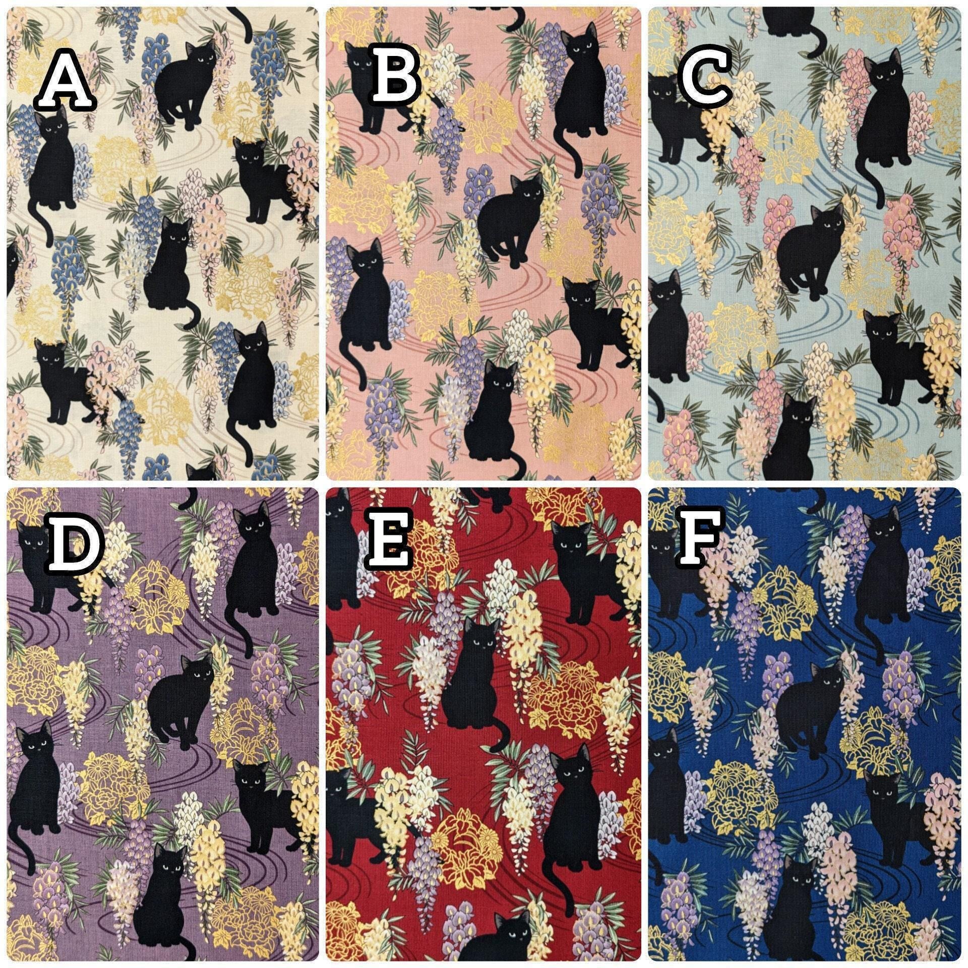 QuiltGate - Hyakka Ryoran Cats and Wisteria Cotton Fabric - Pink