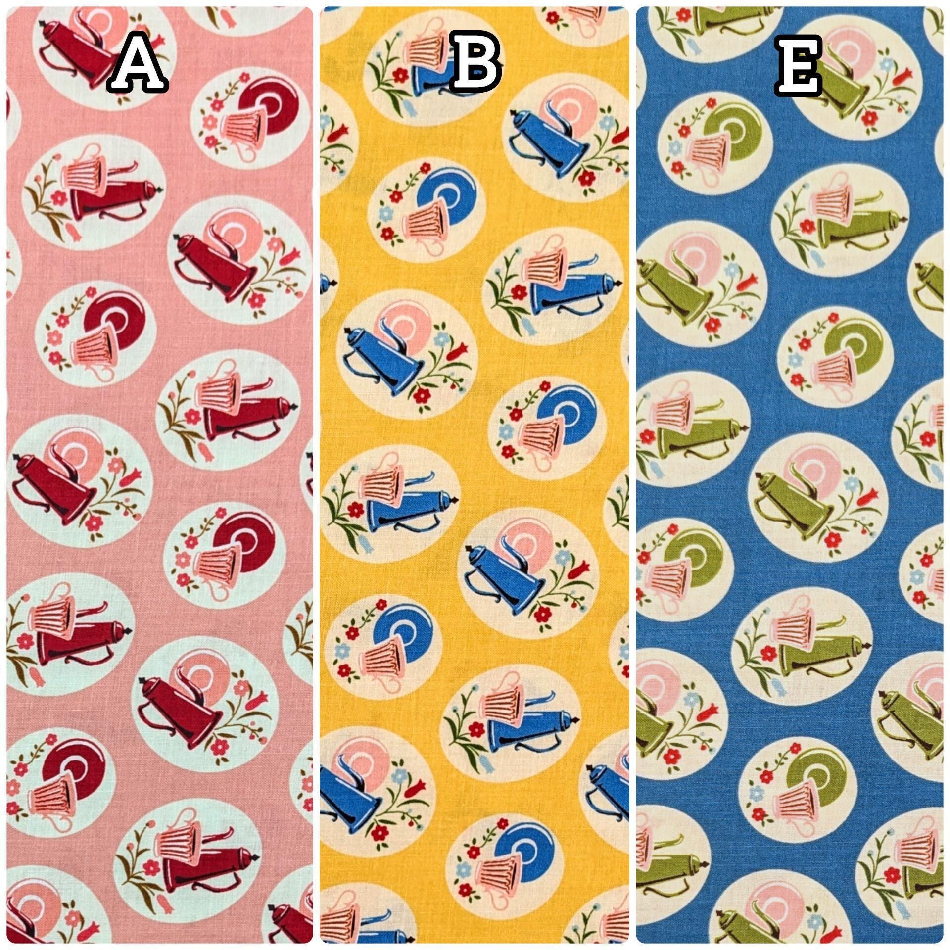 Kei - Tea Time and Flowers Cotton Fabric - Blue