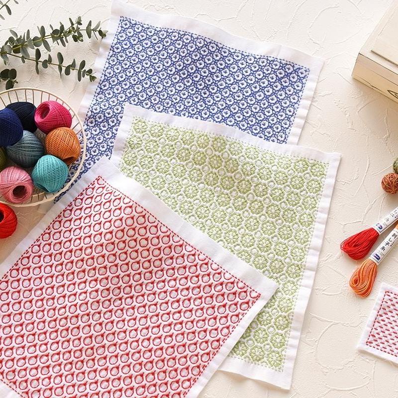 Olympus - Asanoha Star Cotton Sashiko Sampler Cloth - White