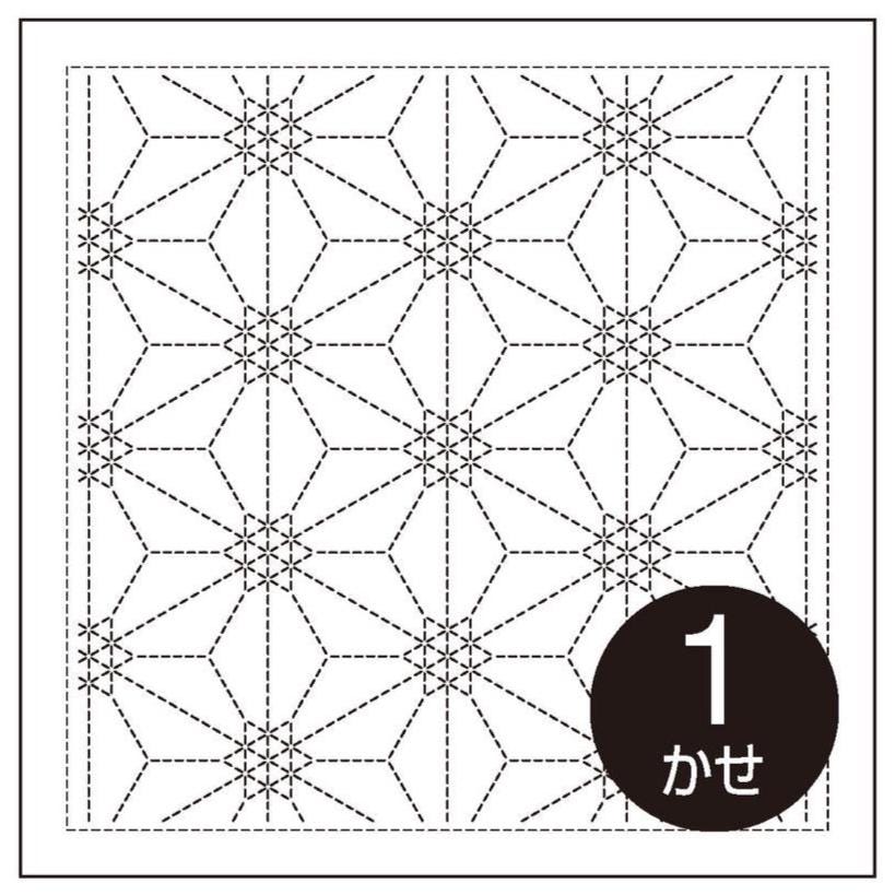 Olympus - Nagomi Collection "Rokkaku-Kamon" Cotton Sashiko Sampler Cloth - White