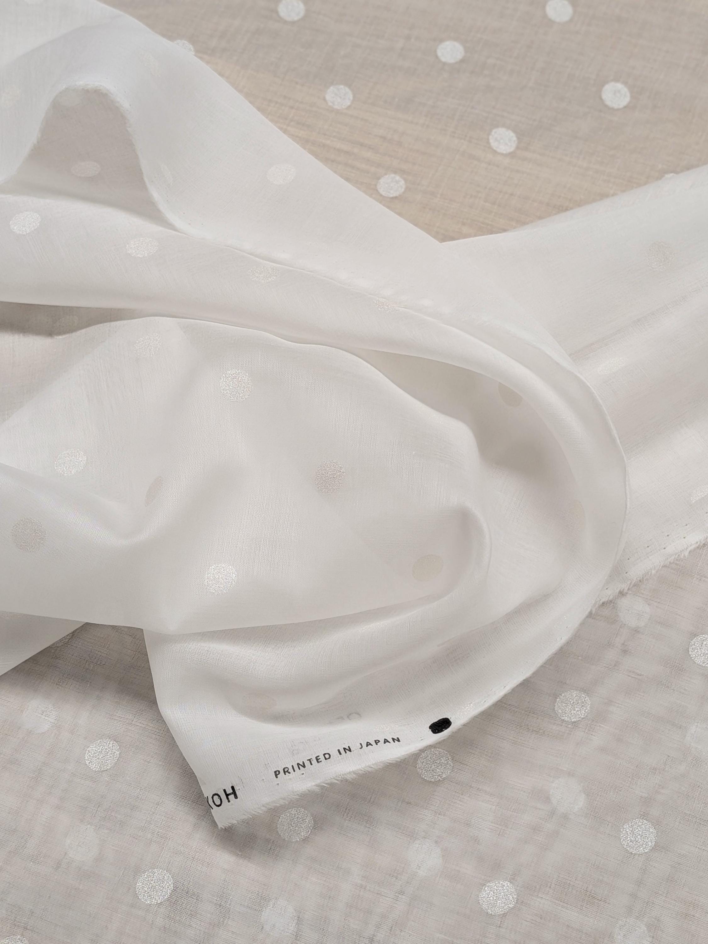 New Hokkoh - Sheer Polka Dotted Japanese Cotton Voile Fabric - White 7026-510-1-A