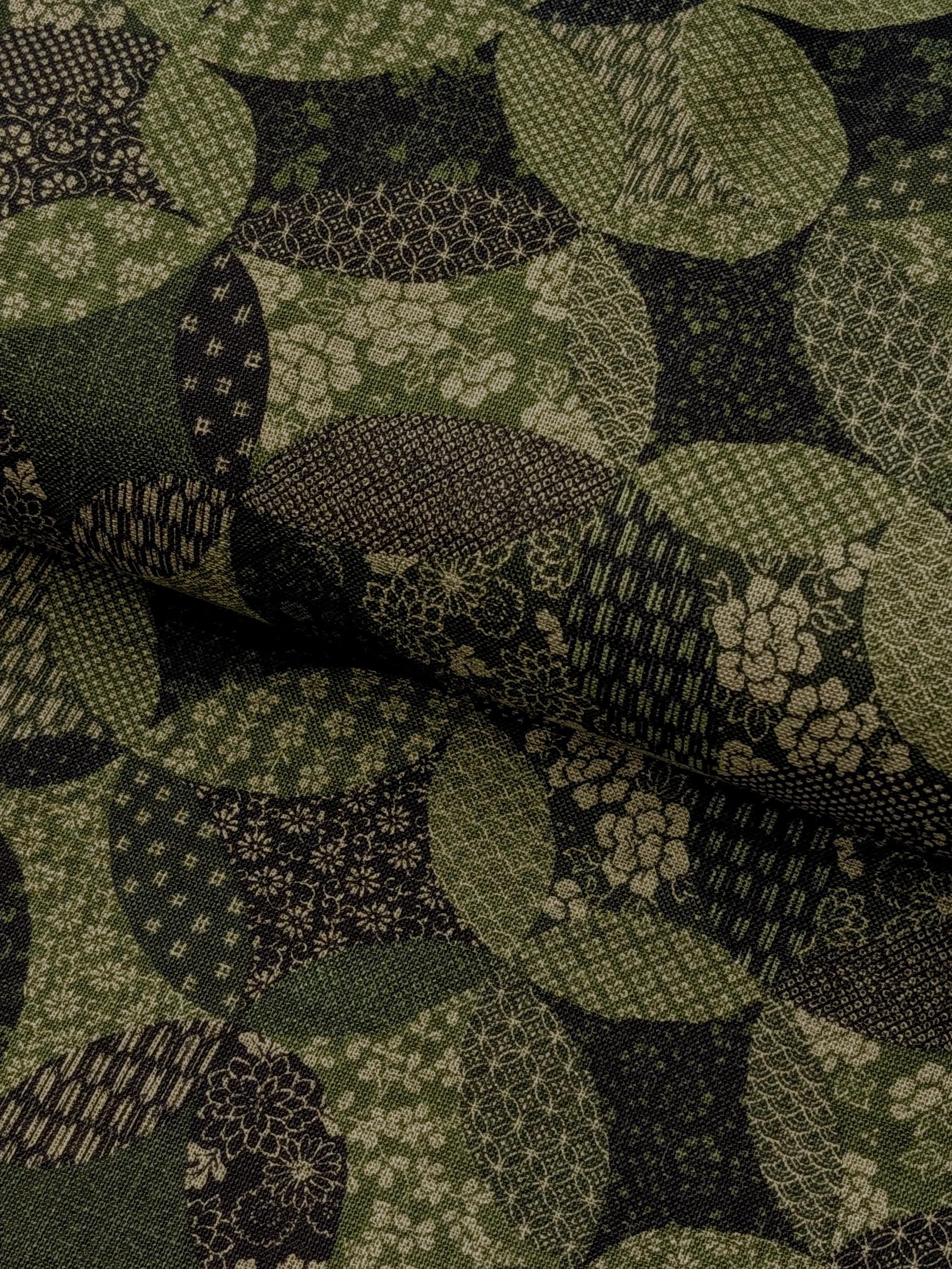 NEW Sevenberry - Patchwork Shippo Rustic Weave Cotton Japanese Fabric - Green 88500-4-4
