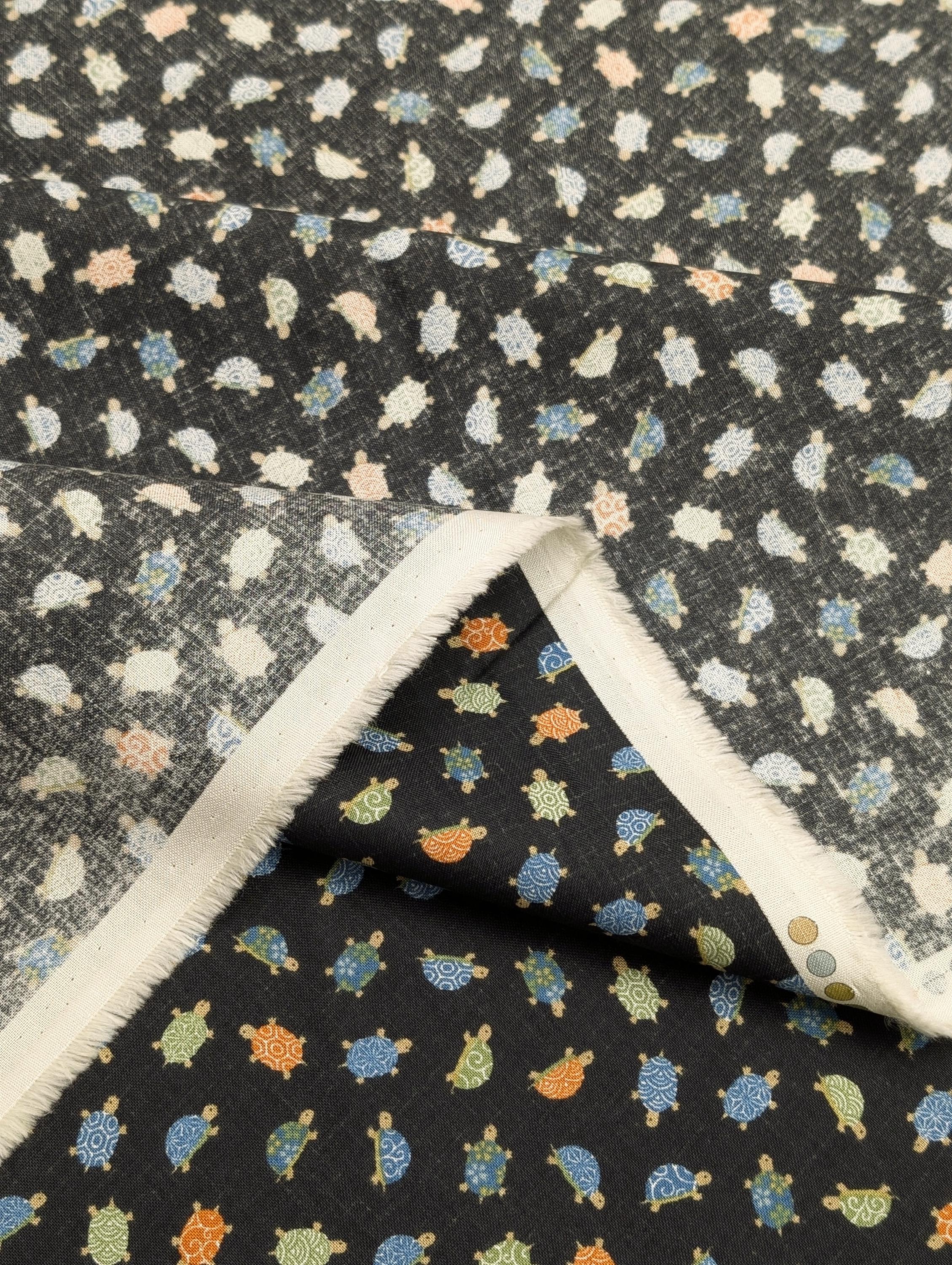 New Sevenberry - Patterned Turtles Japanese Cotton Fabric - Black 88234-3-5