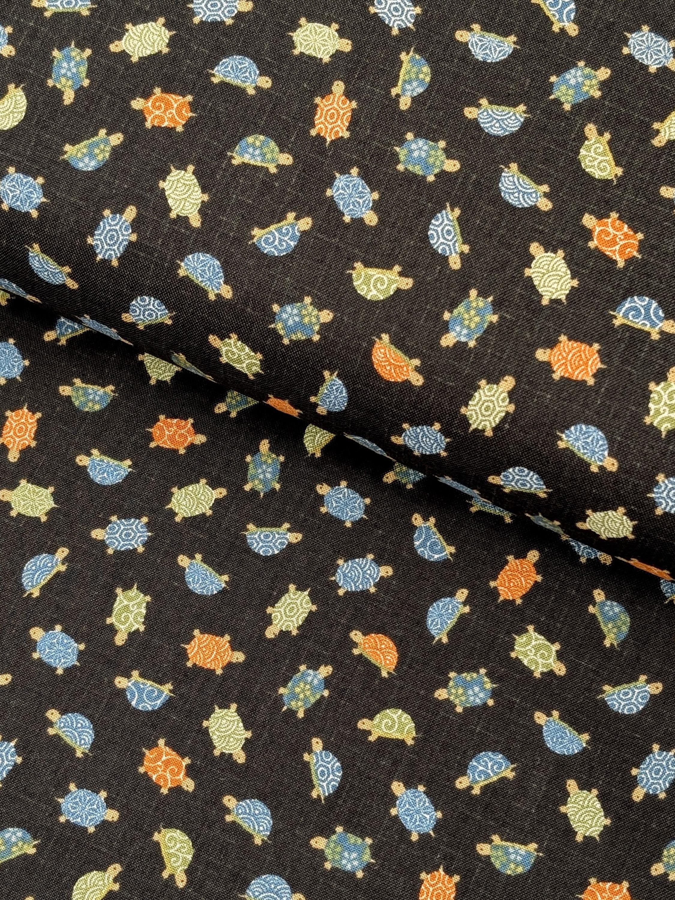 New Sevenberry - Patterned Turtles Japanese Cotton Fabric - Black 88234-3-5