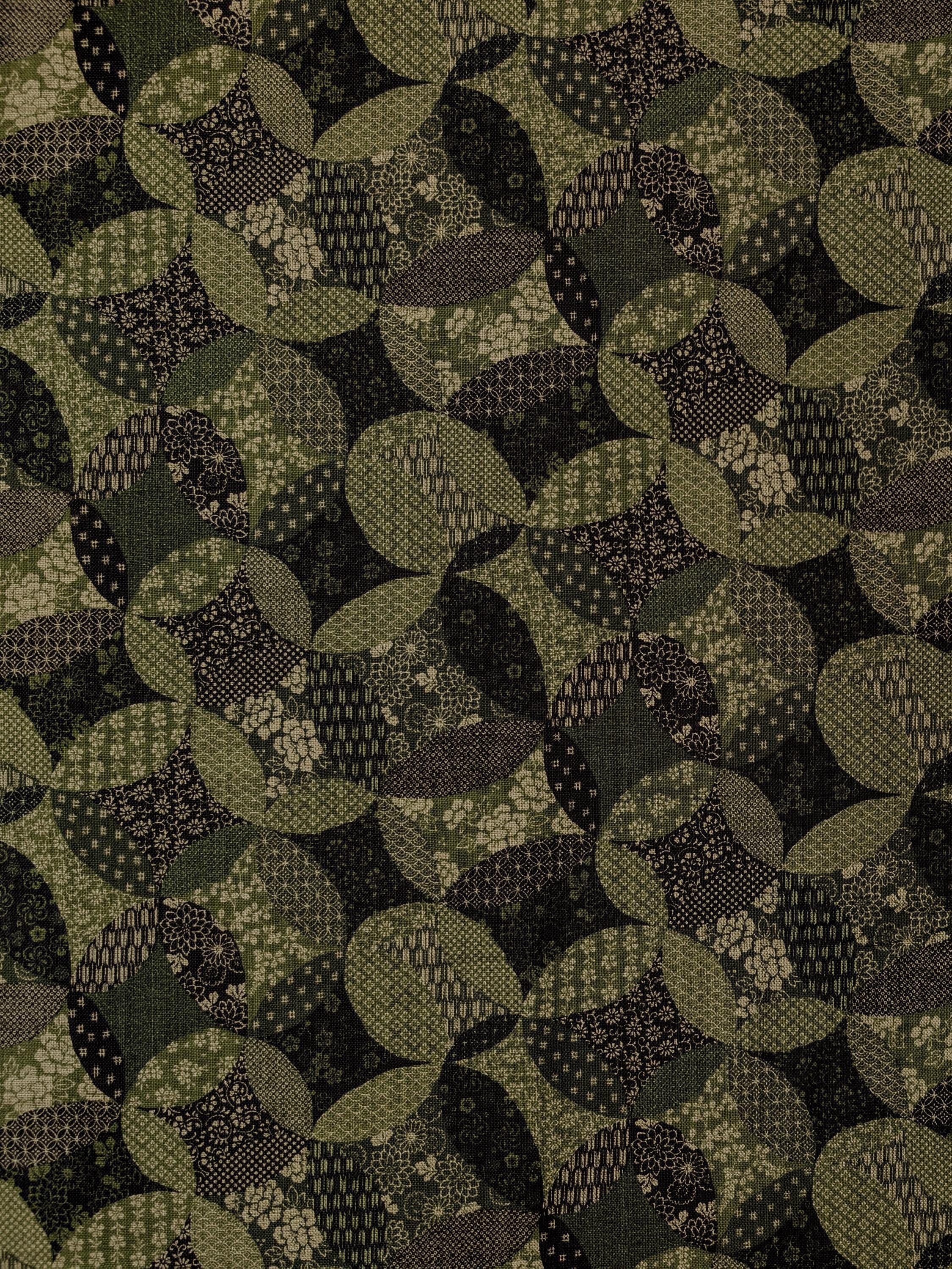 NEW Sevenberry - Patchwork Shippo Rustic Weave Cotton Japanese Fabric - Green 88500-4-4