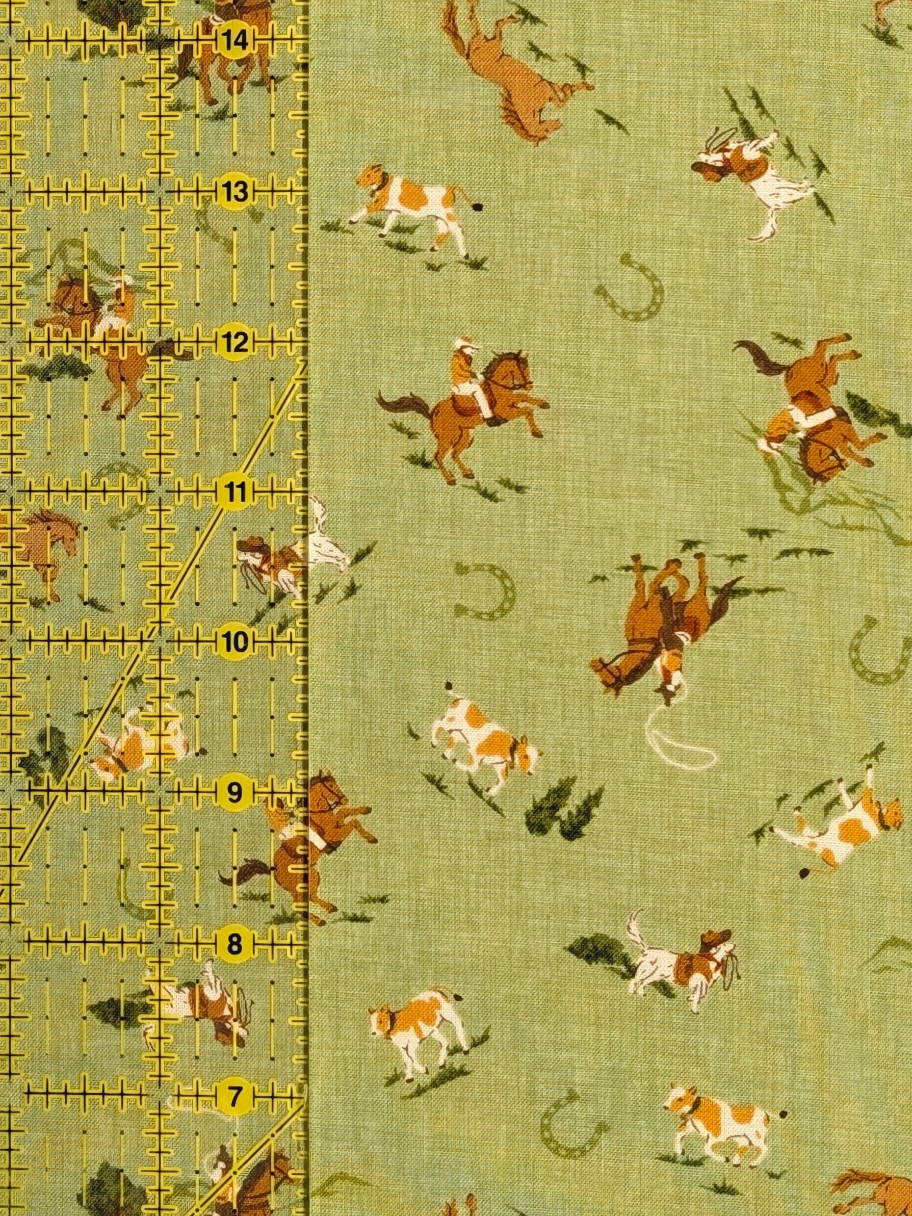 Vancet - Old Western Feed Sack Print Cotton Fabric - Green