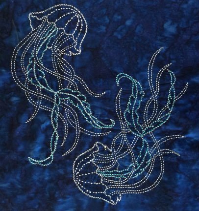 Sylvia Pippen - Jellyfish Pre-Printed Sashiko Cotton Panel