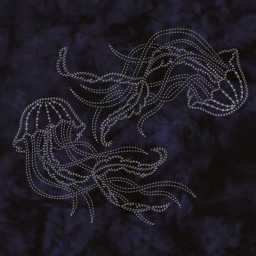 Sylvia Pippen - Jellyfish Pre-Printed Sashiko Cotton Panel