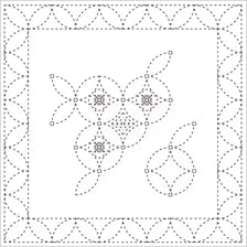 Yokota - Kawari Shippou (Cloisonné Circles) Cotton Sashiko Fukin Sampler Cloth - White