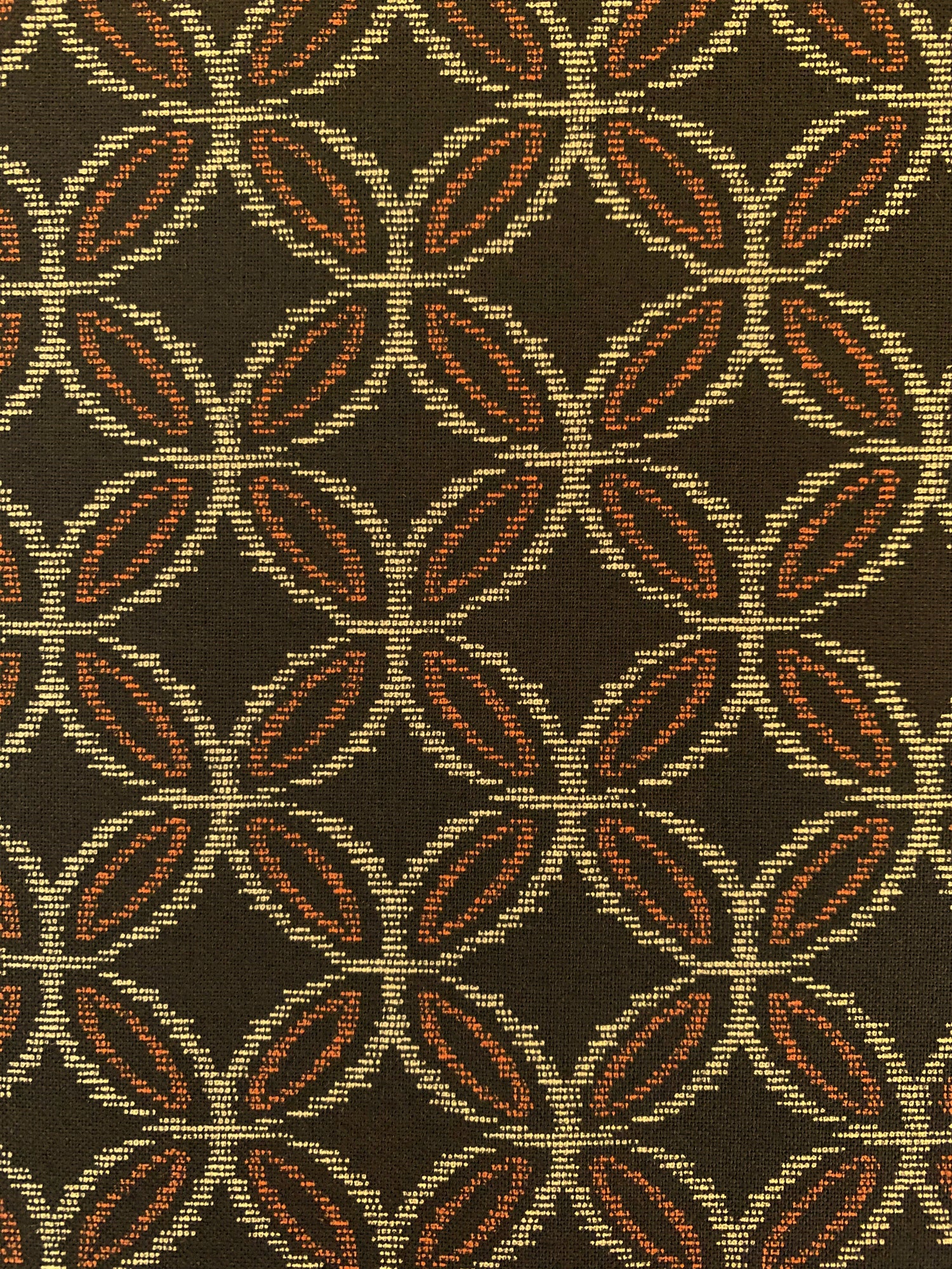 Sevenberry - Printed Ikat Kasuri Shippou Circles Cotton Fabric - Brown Orange