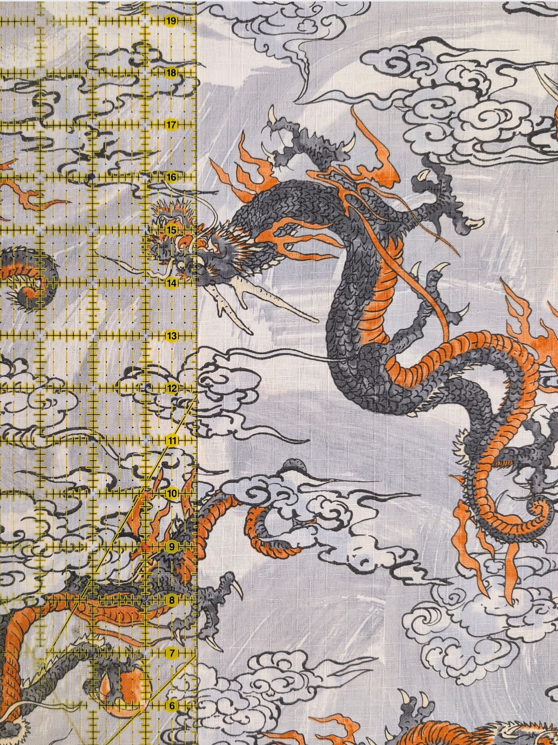 Hokkoh - Ryūjin Water Dragon Cotton Dobby Fabric - Gray