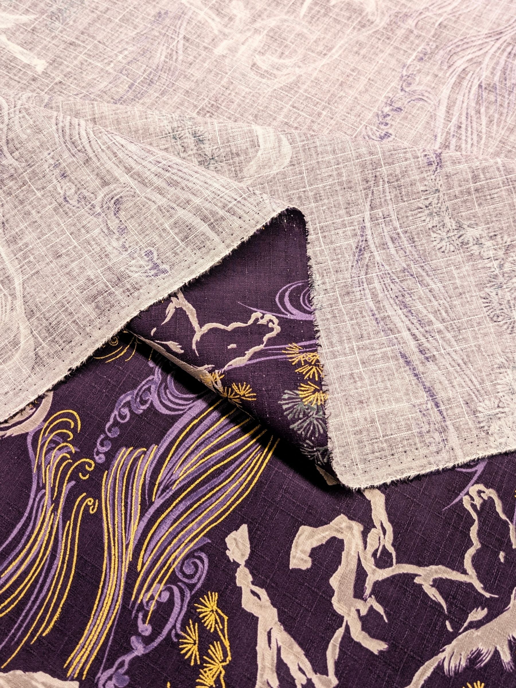 Hokkoh - Traditional Horses Cotton Dobby Fabric - Purple
