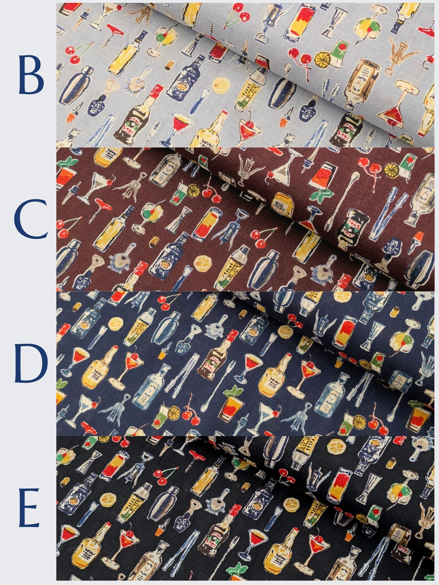 Hokkoh - Vintage Bar Cotton Lawn Fabric - Navy Blue