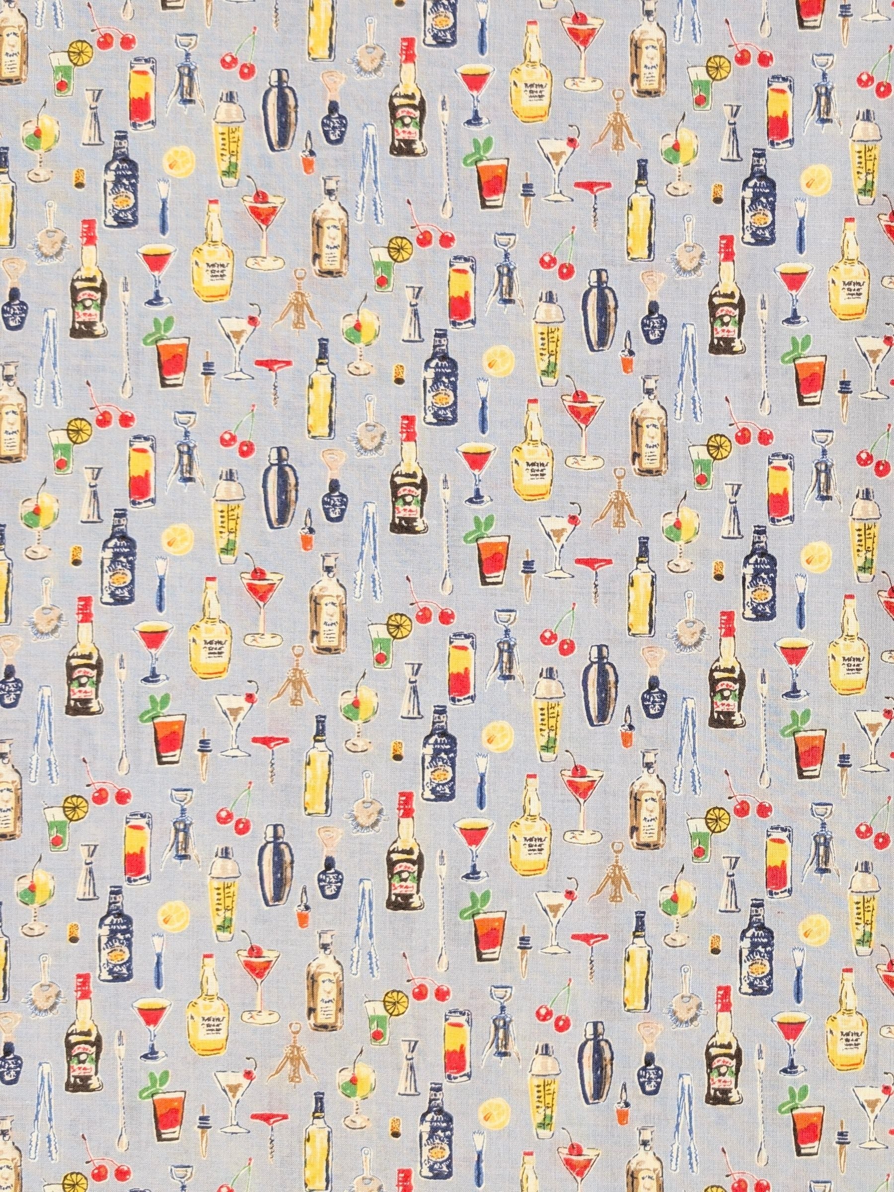 Hokkoh - Vintage Bar Cotton Lawn Fabric - Light Blue