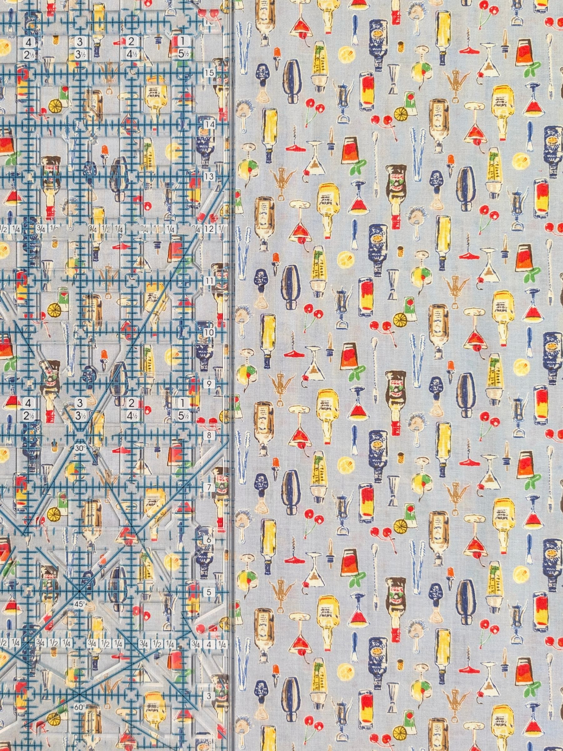 Hokkoh - Vintage Bar Cotton Lawn Fabric - Light Blue
