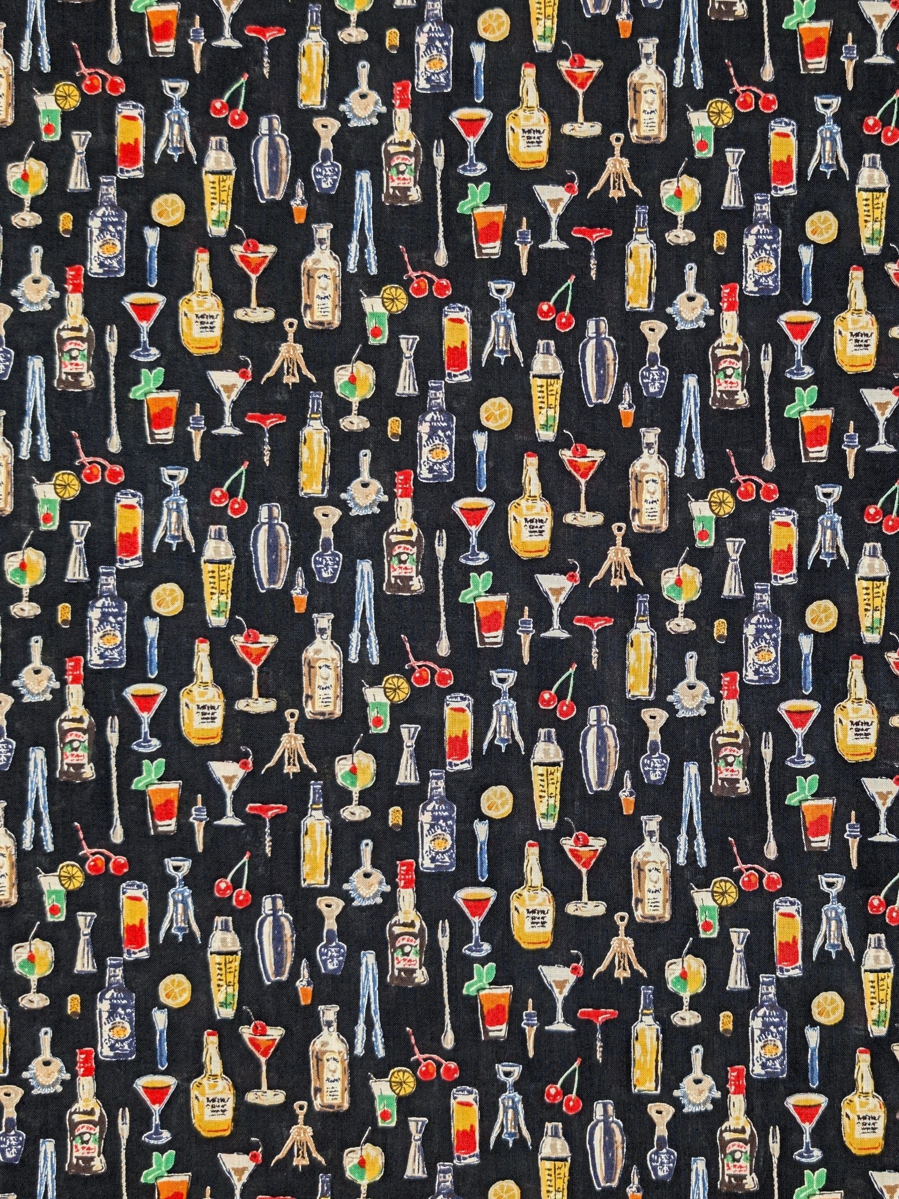 Hokkoh - Vintage Bar Cotton Lawn Fabric - Black