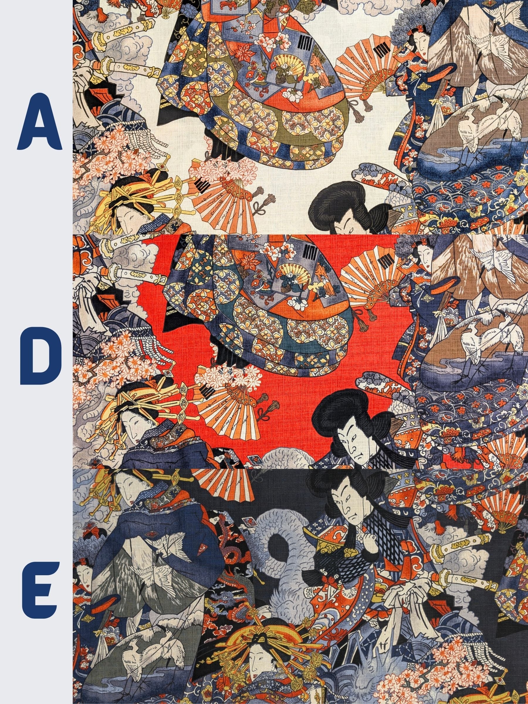 Hokkoh - Geisha & Samurai Cotton Dobby Fabric - White