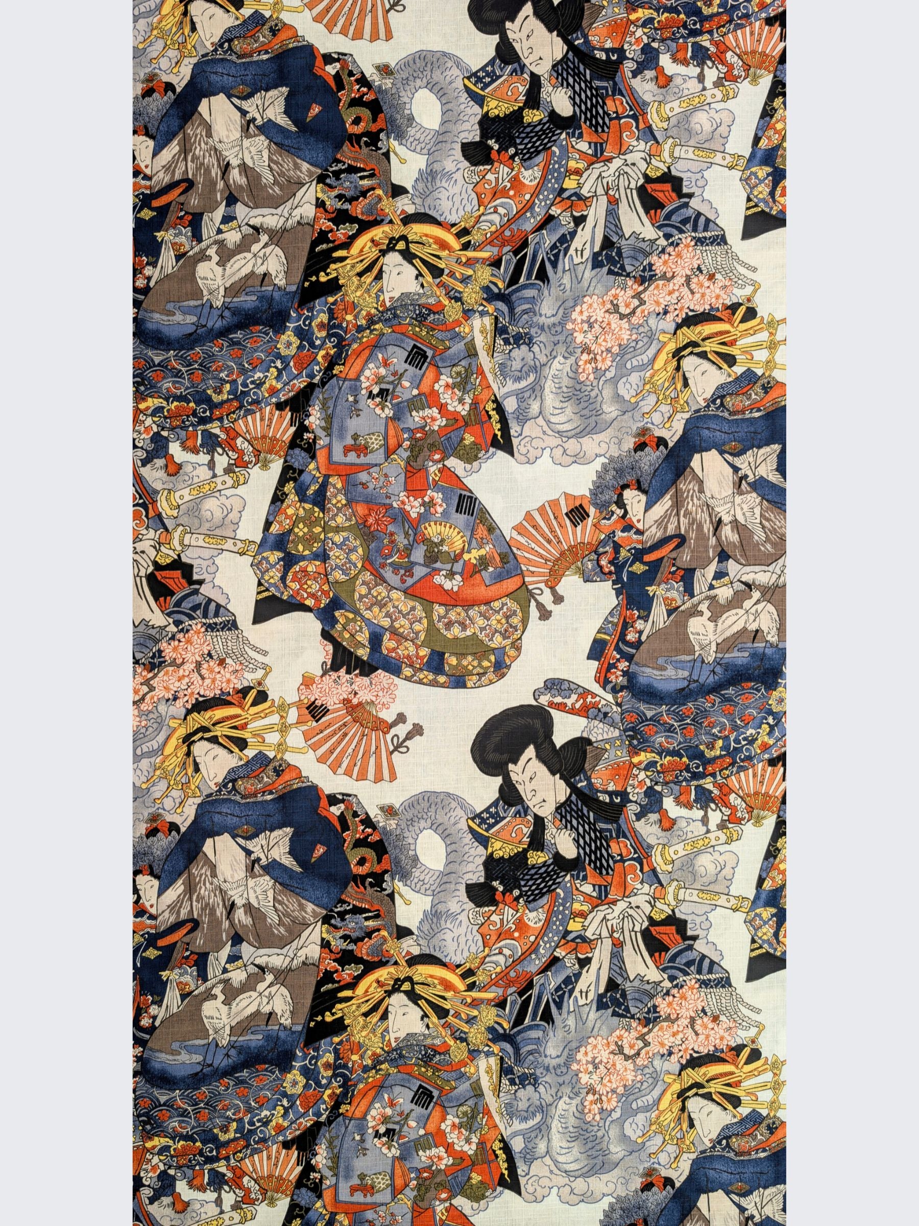 Hokkoh - Geisha & Samurai Cotton Dobby Fabric - White