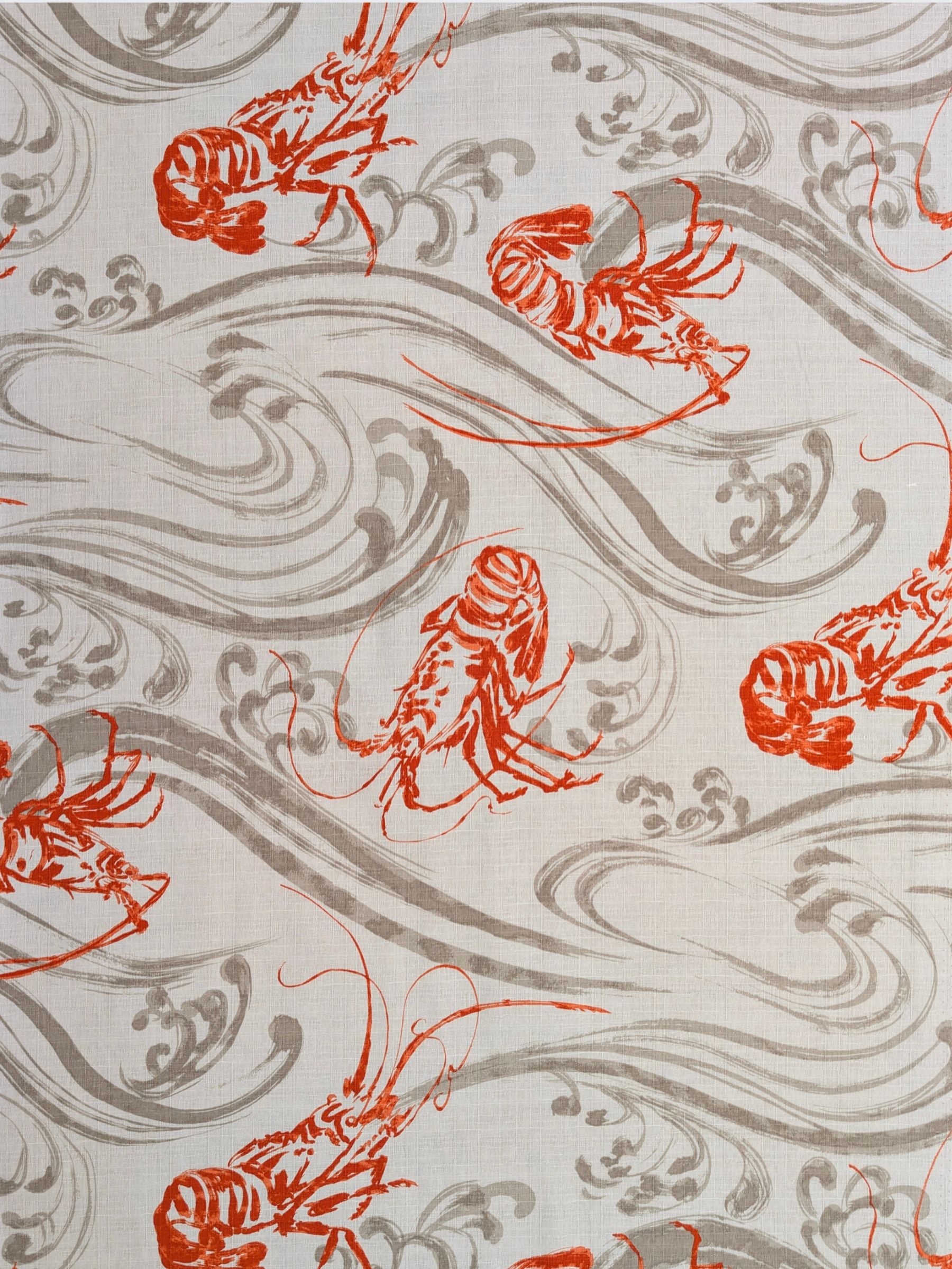 Hokkoh - Big Shrimp Cotton Dobby Fabric - Gray Beige