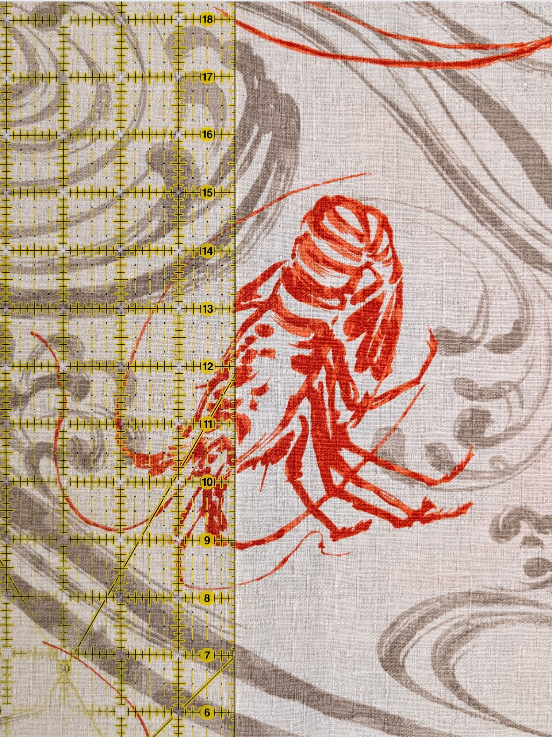 Hokkoh - Big Shrimp Cotton Dobby Fabric - Gray Beige