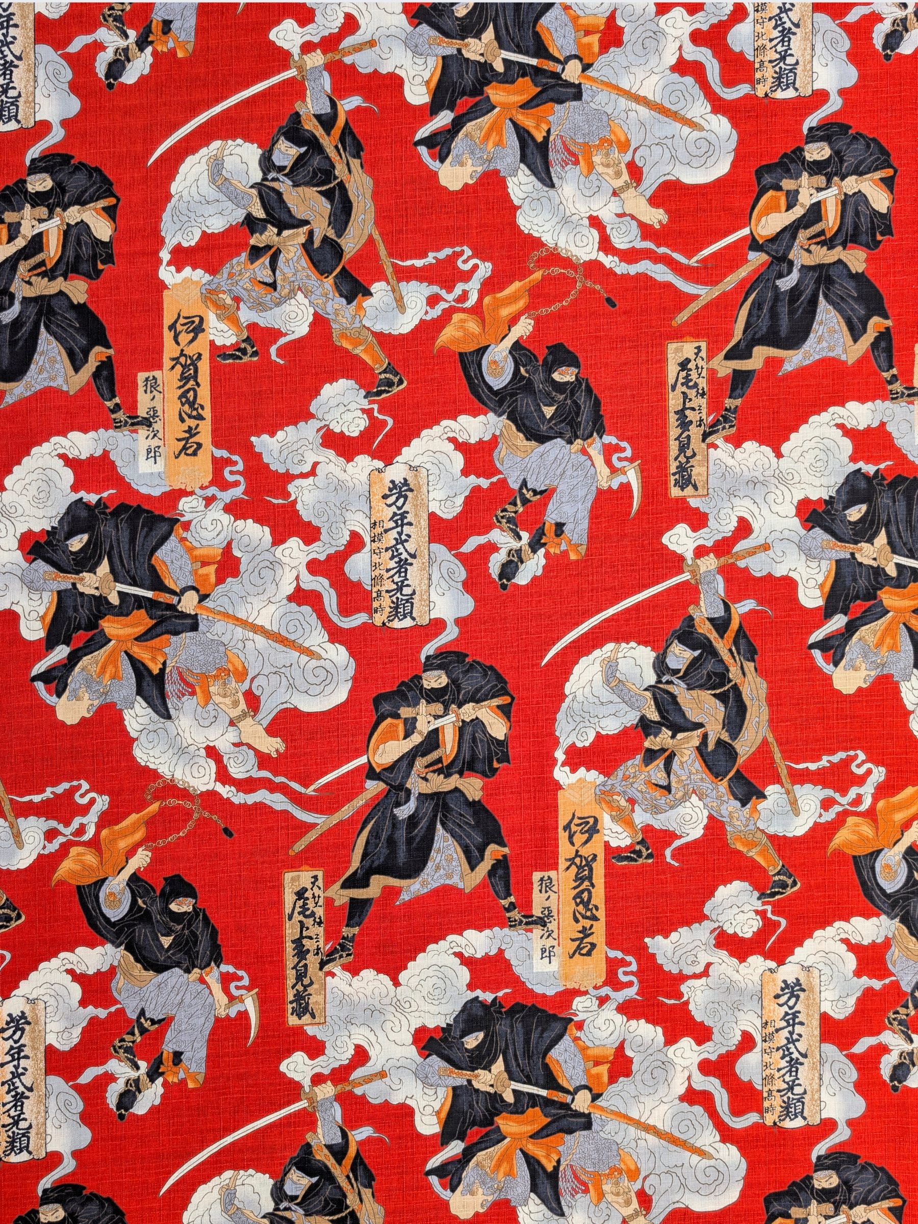 Hokkoh - Traditional Shinobi Cotton Dobby Fabric - Red