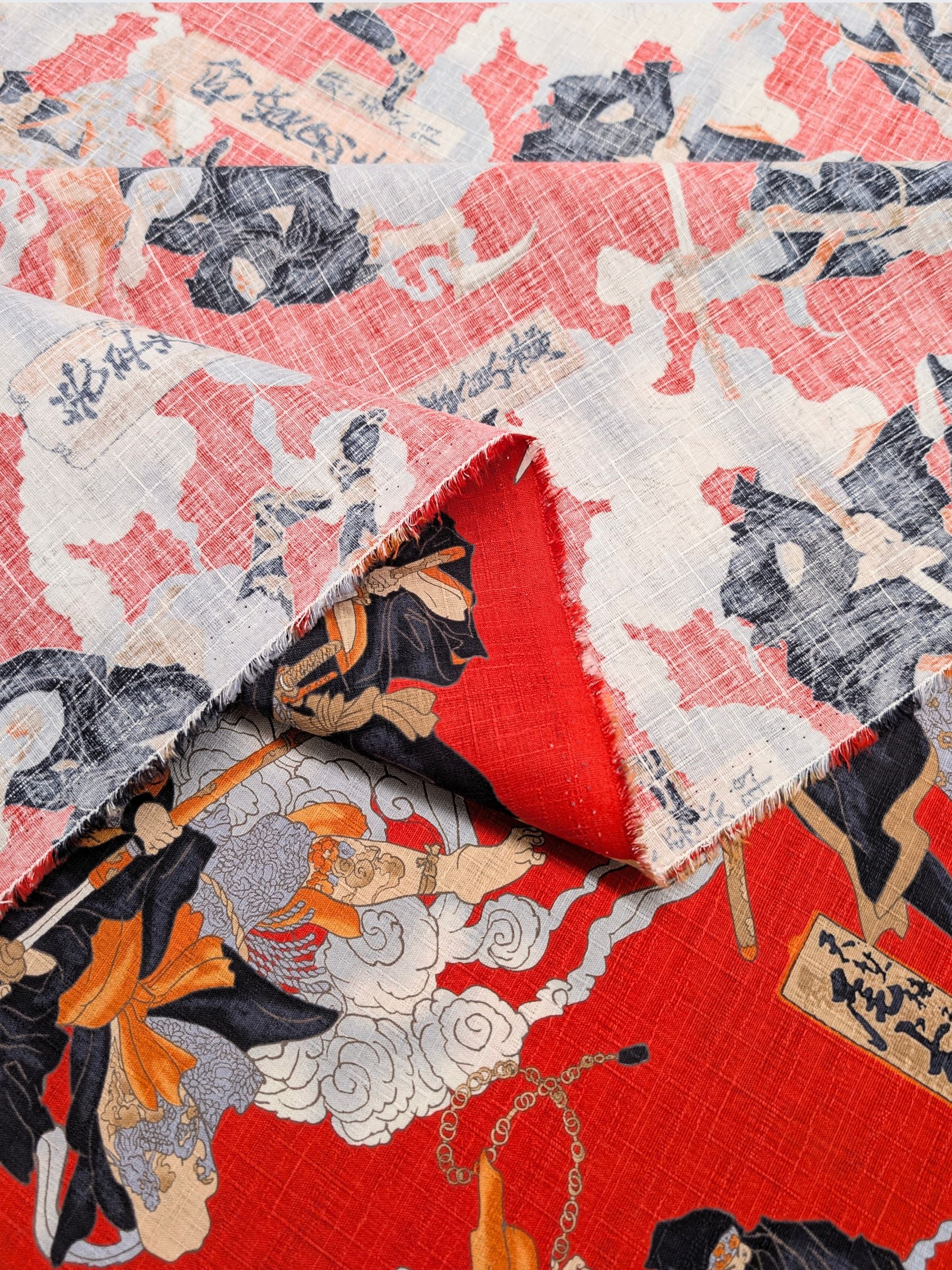 Hokkoh - Traditional Shinobi Cotton Dobby Fabric - Red