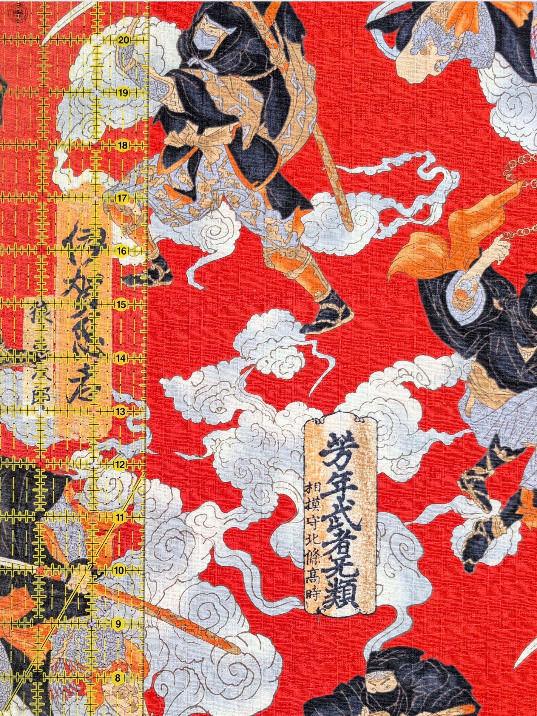Hokkoh - Traditional Shinobi Cotton Dobby Fabric - Red