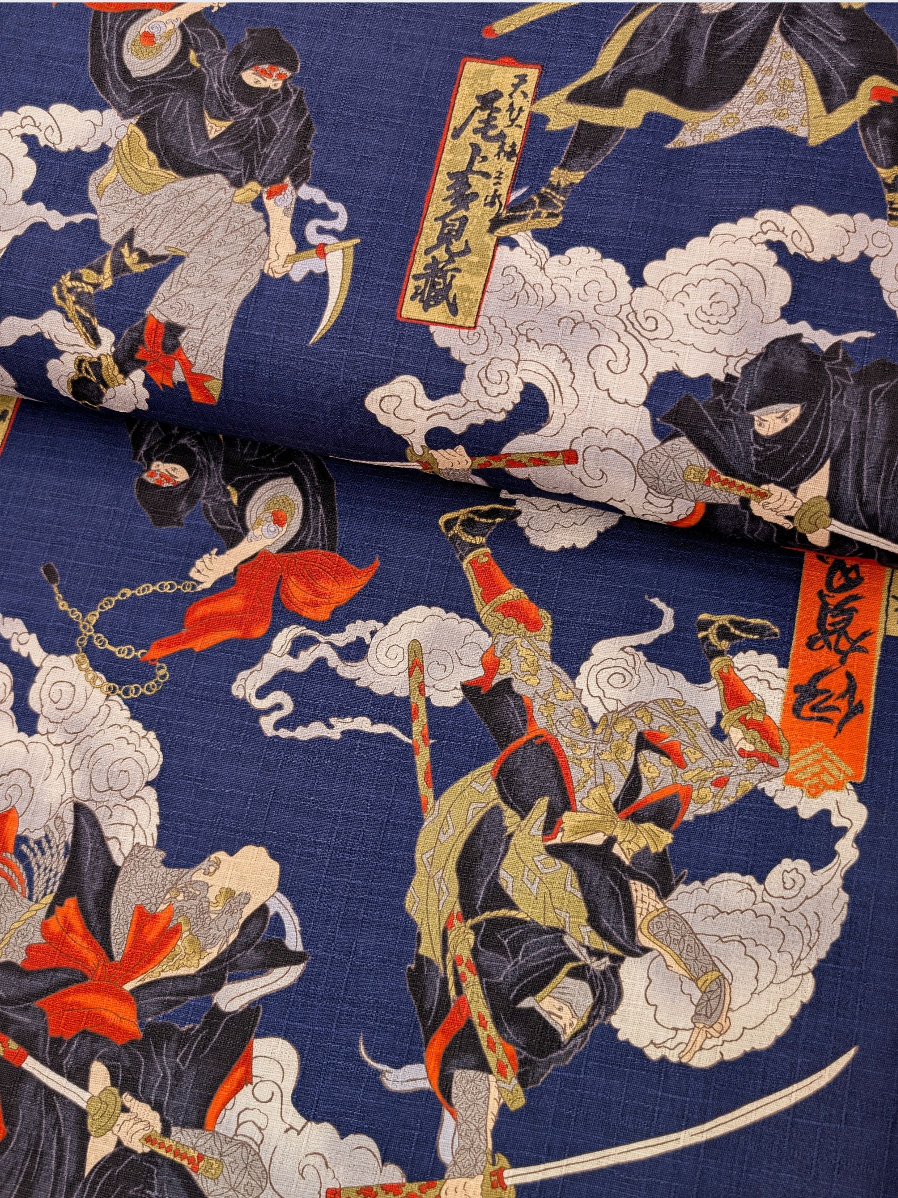 Hokkoh - Traditional Shinobi Cotton Dobby Fabric - Blue