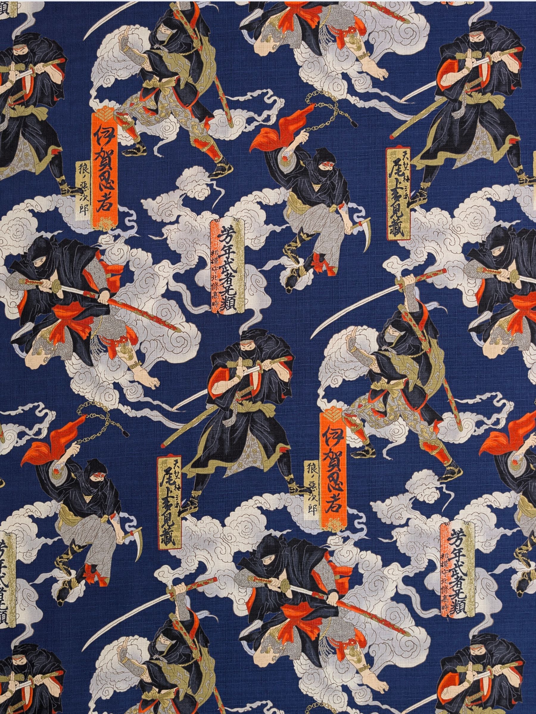 Hokkoh - Traditional Shinobi Cotton Dobby Fabric - Blue