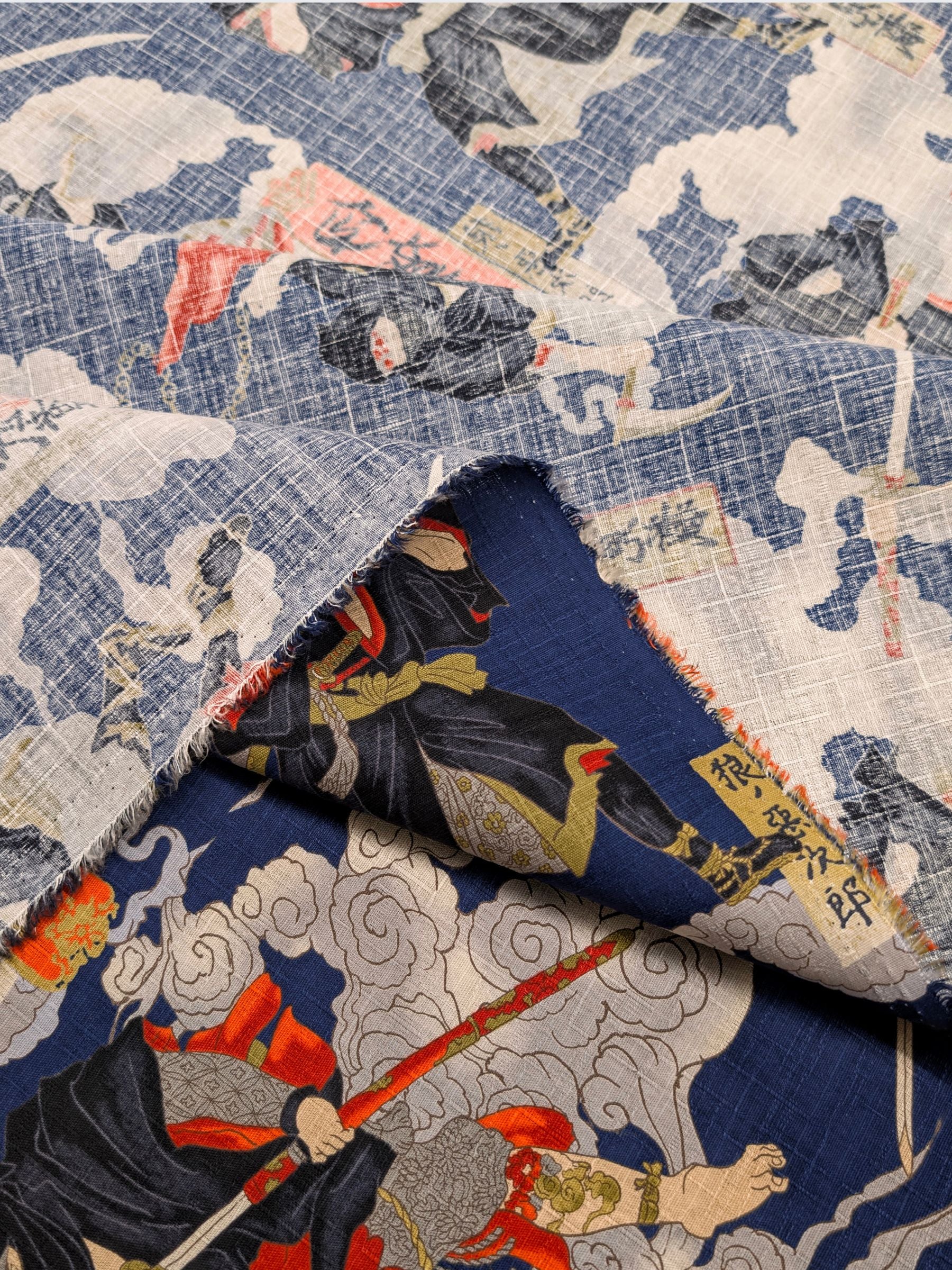 Hokkoh - Traditional Shinobi Cotton Dobby Fabric - Blue