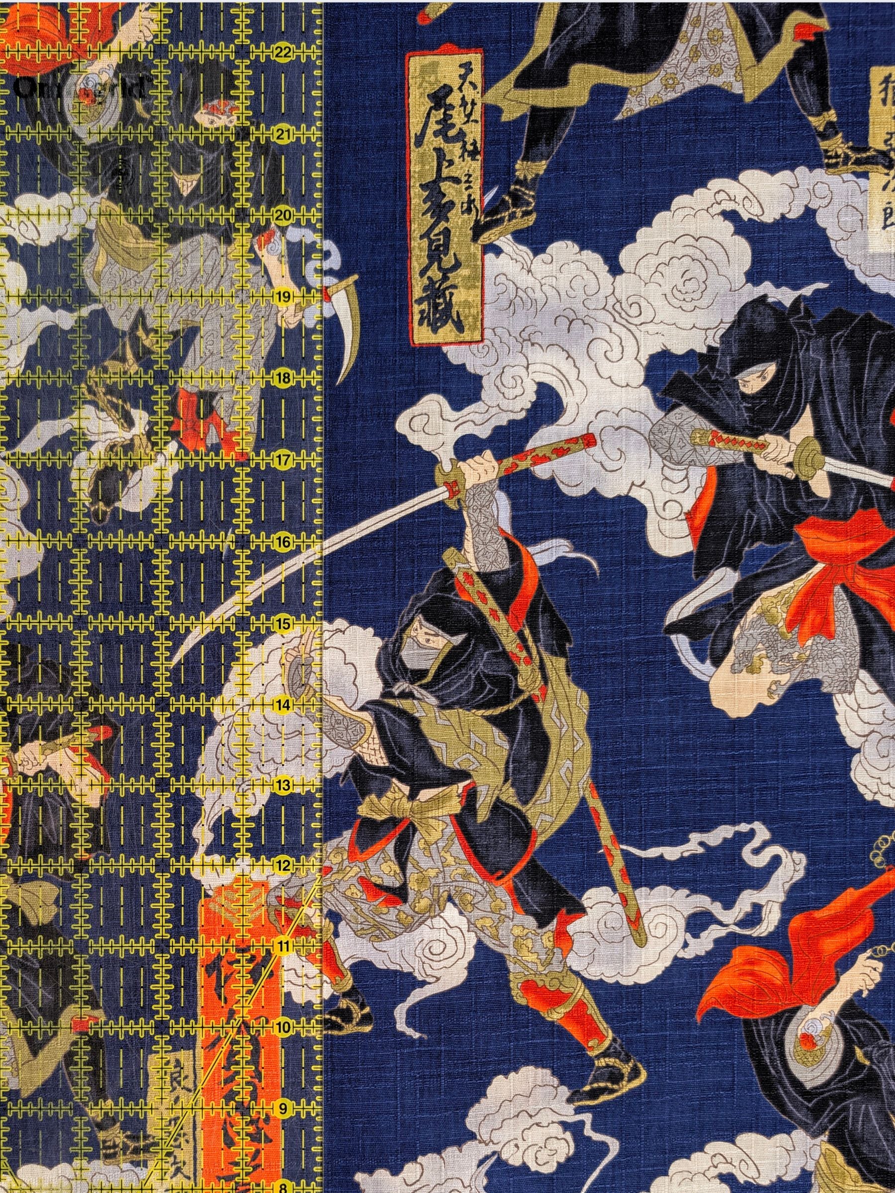 Hokkoh - Traditional Shinobi Cotton Dobby Fabric - Blue