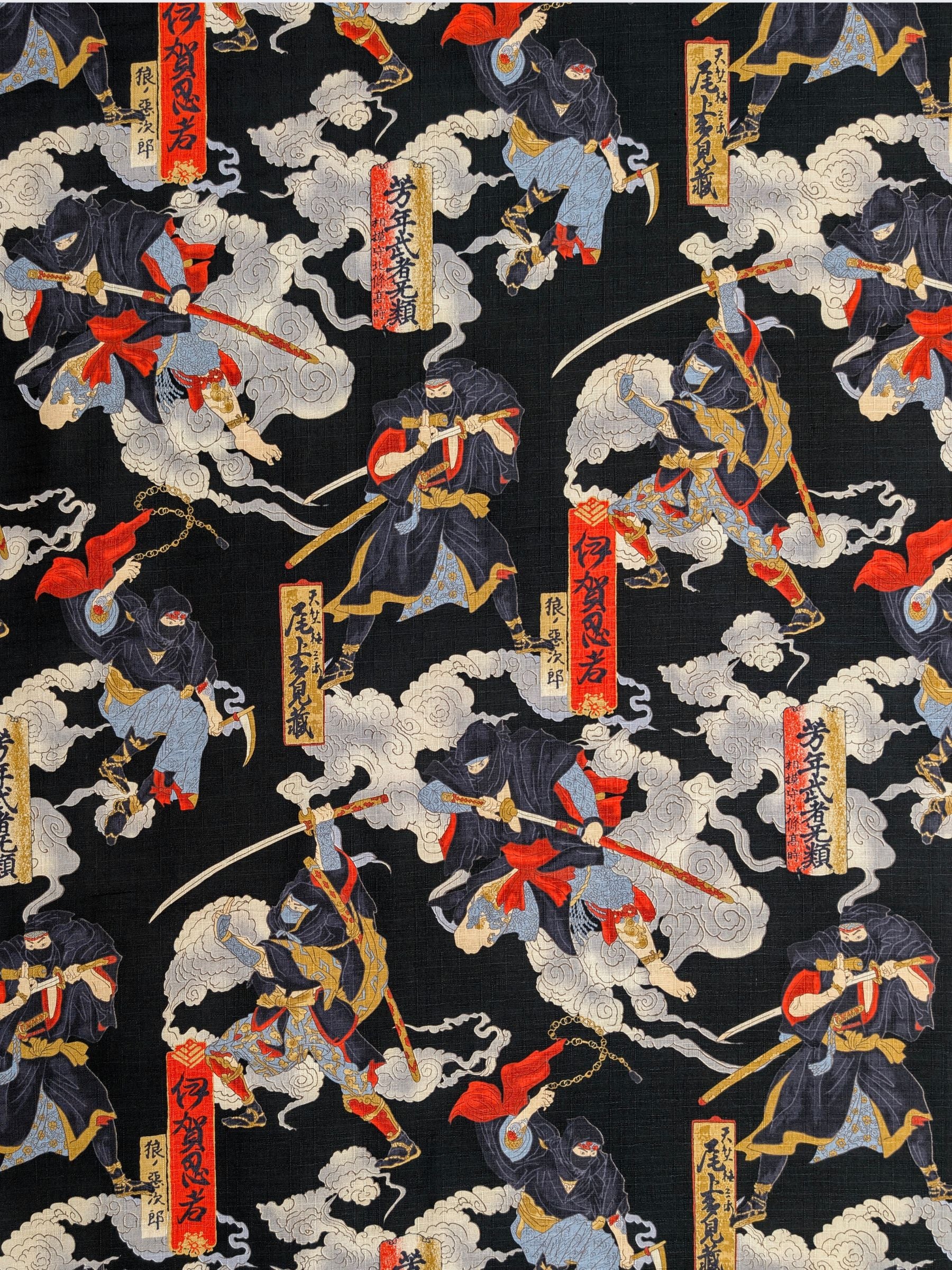 Hokkoh - Traditional Shinobi Cotton Dobby Fabric - Black