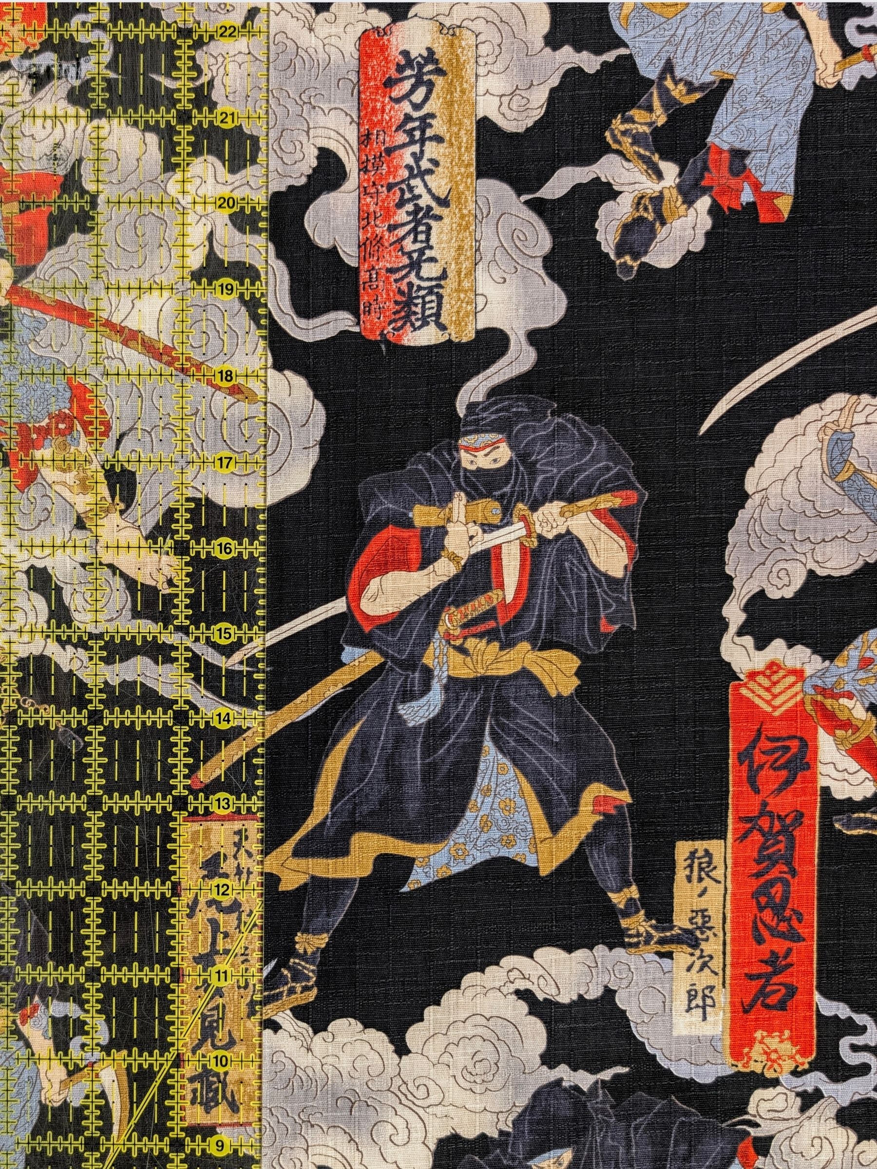 Hokkoh - Traditional Shinobi Cotton Dobby Fabric - Black