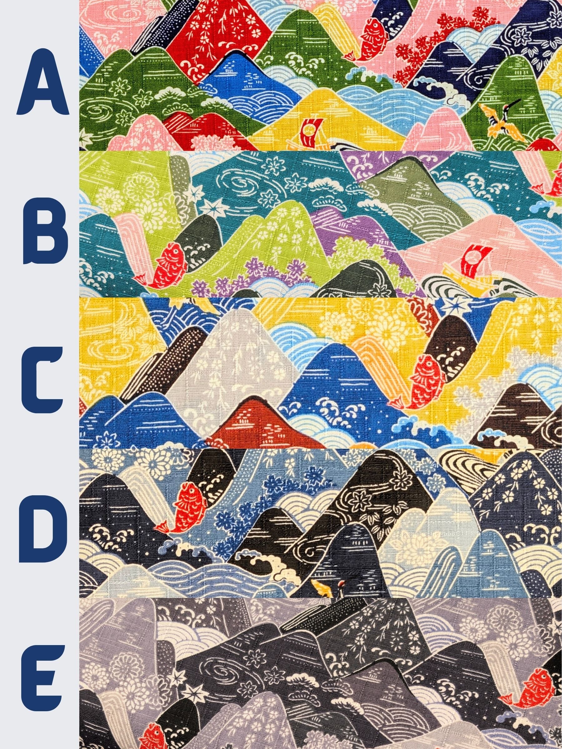 Hokkoh - Colorful Mountains Cotton Dobby Fabric - Gray & Blue