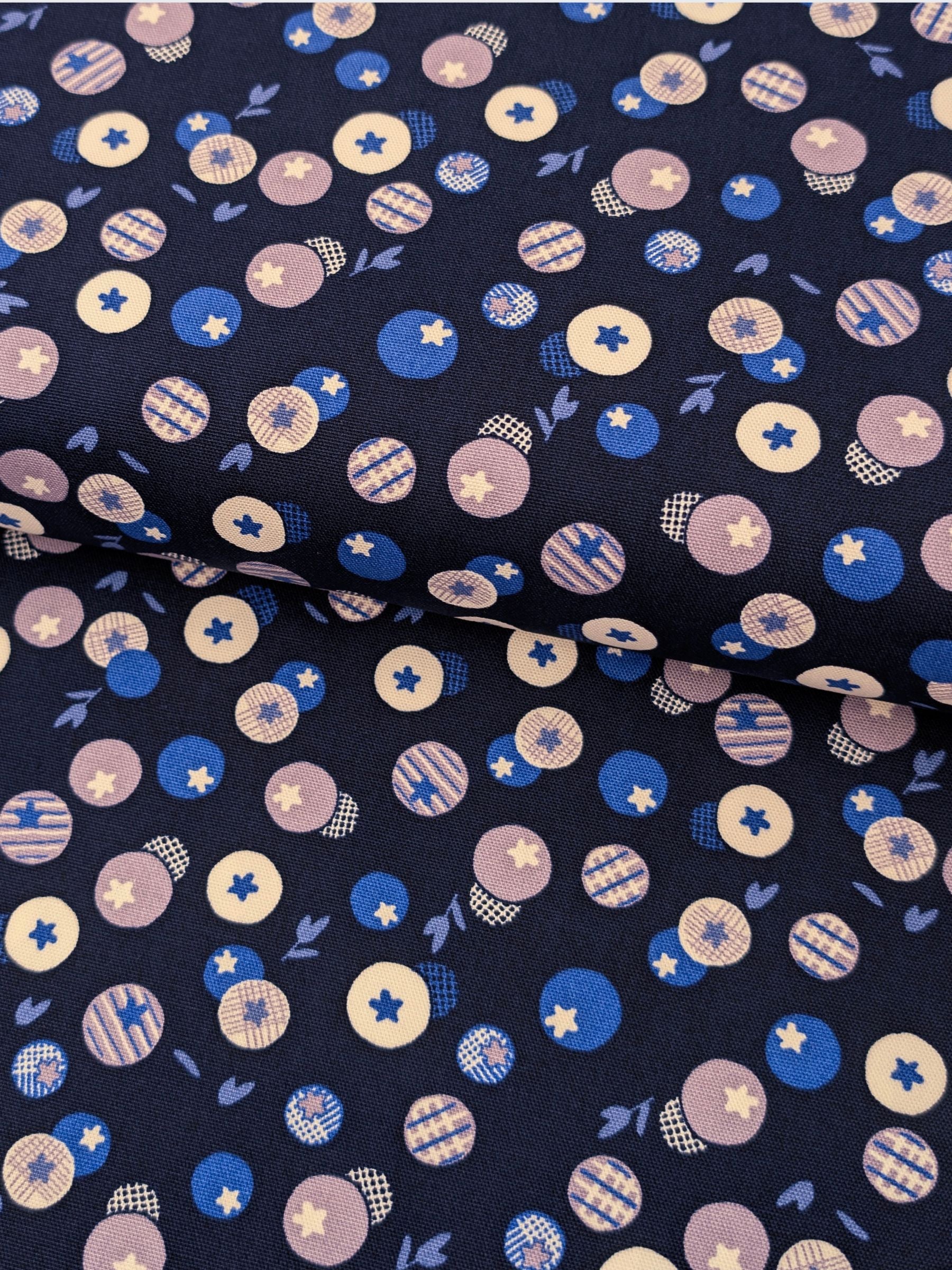 Koizumi - Summer Blueberries Cotton Oxford Fabric - Navy Blue