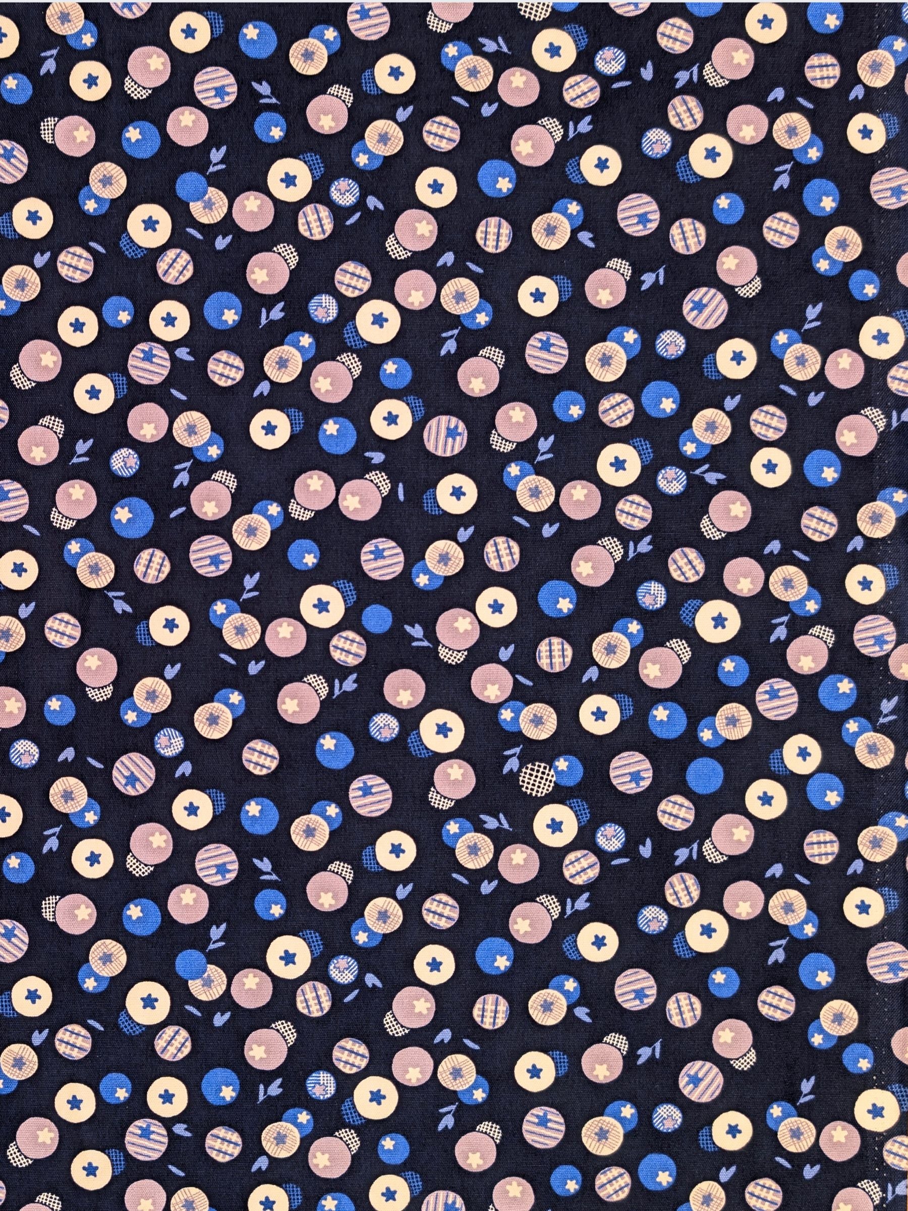 Koizumi - Summer Blueberries Cotton Oxford Fabric - Navy Blue