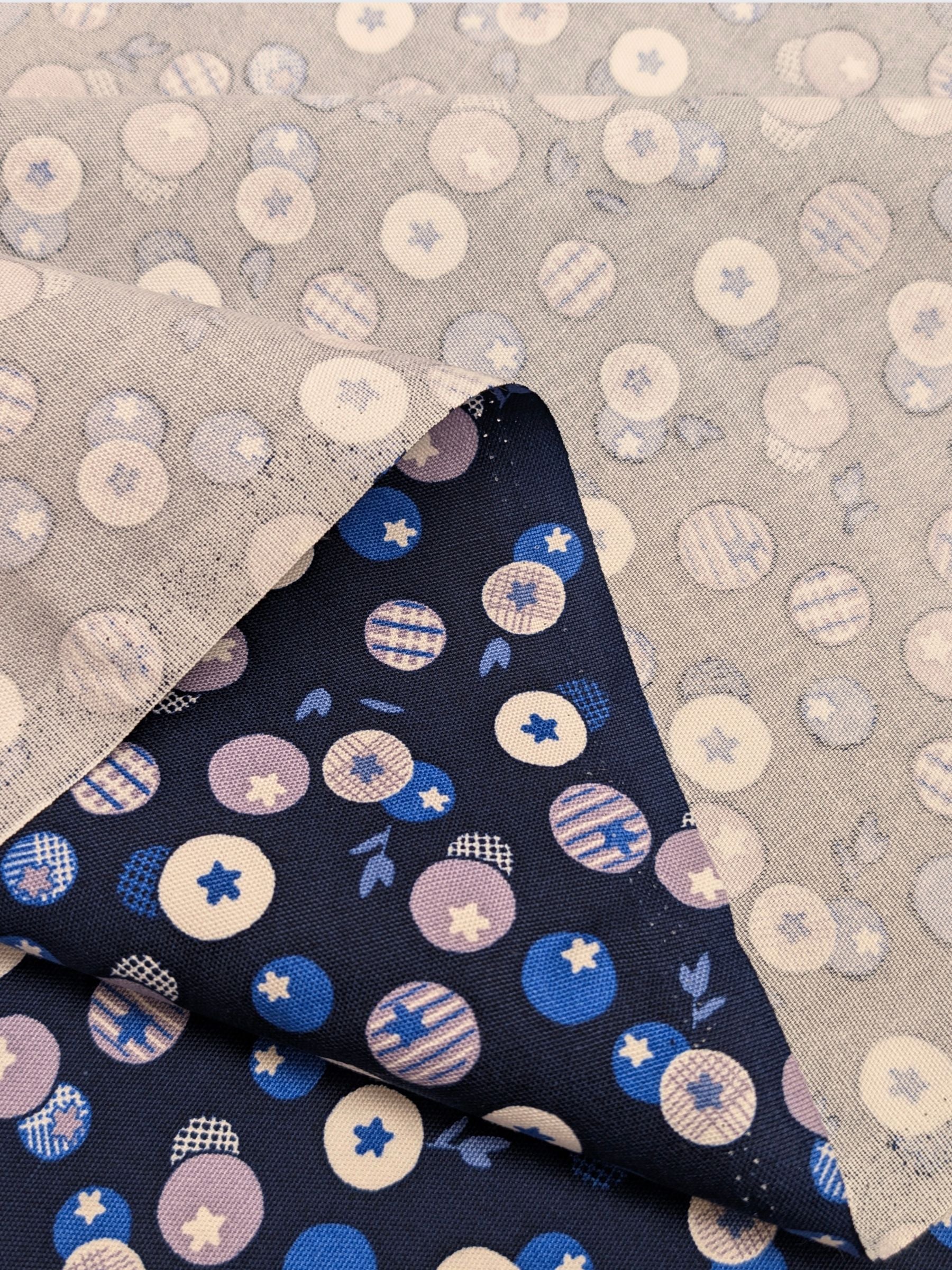 Koizumi - Summer Blueberries Cotton Oxford Fabric - Navy Blue
