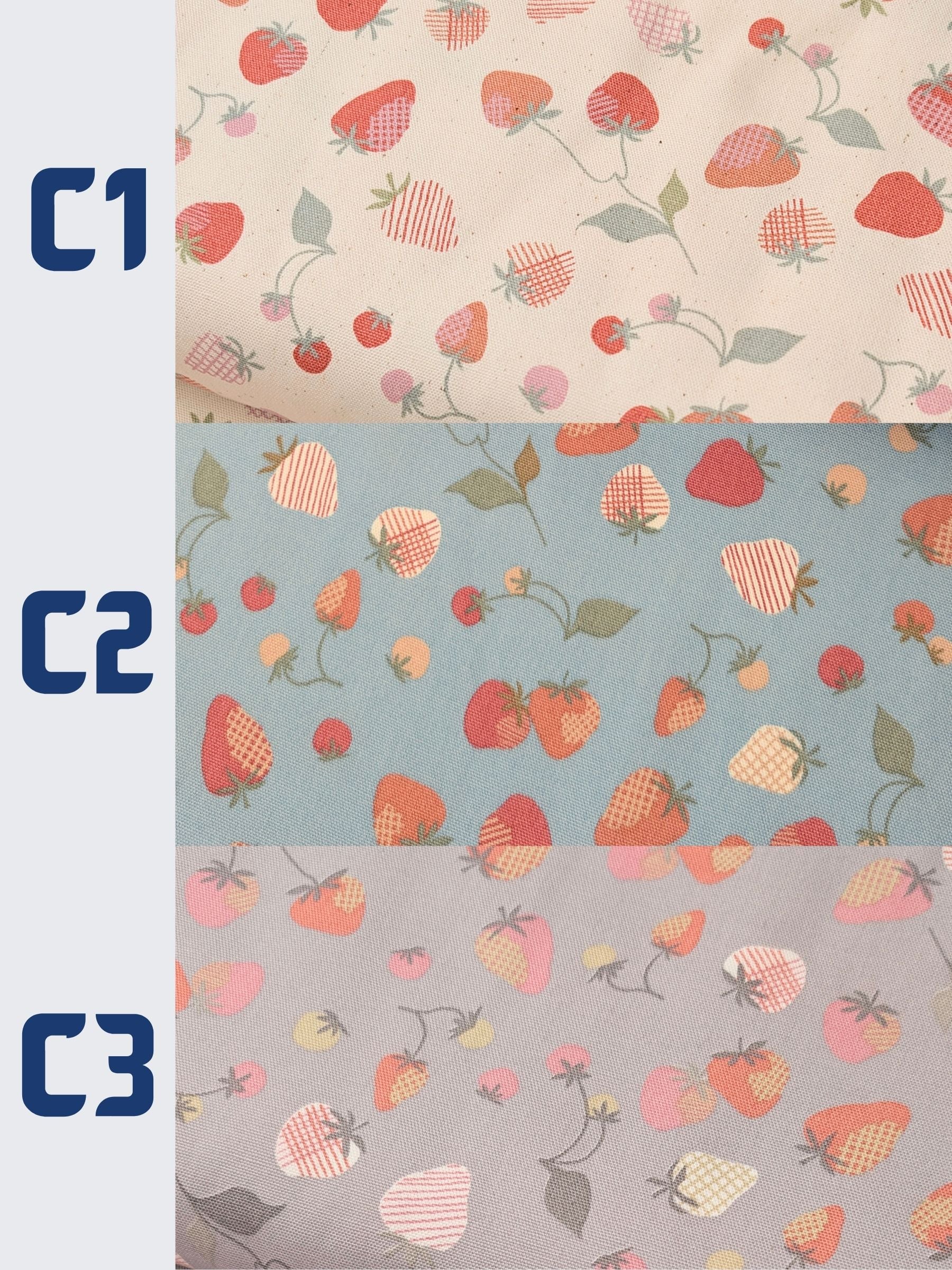 Koizumi - Summer Strawberries Cotton Oxford Fabric - Beige