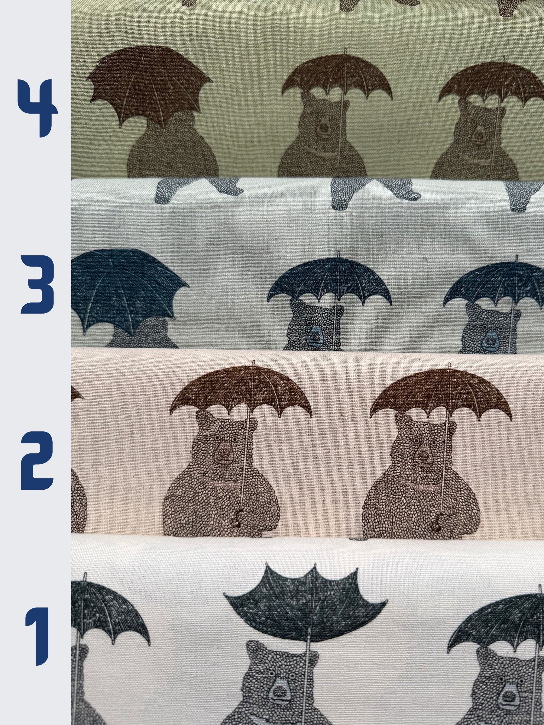 Koizumi - SWATCHES Bear-able Weather Bears with Umbreallas Cotton/Linen Canvas