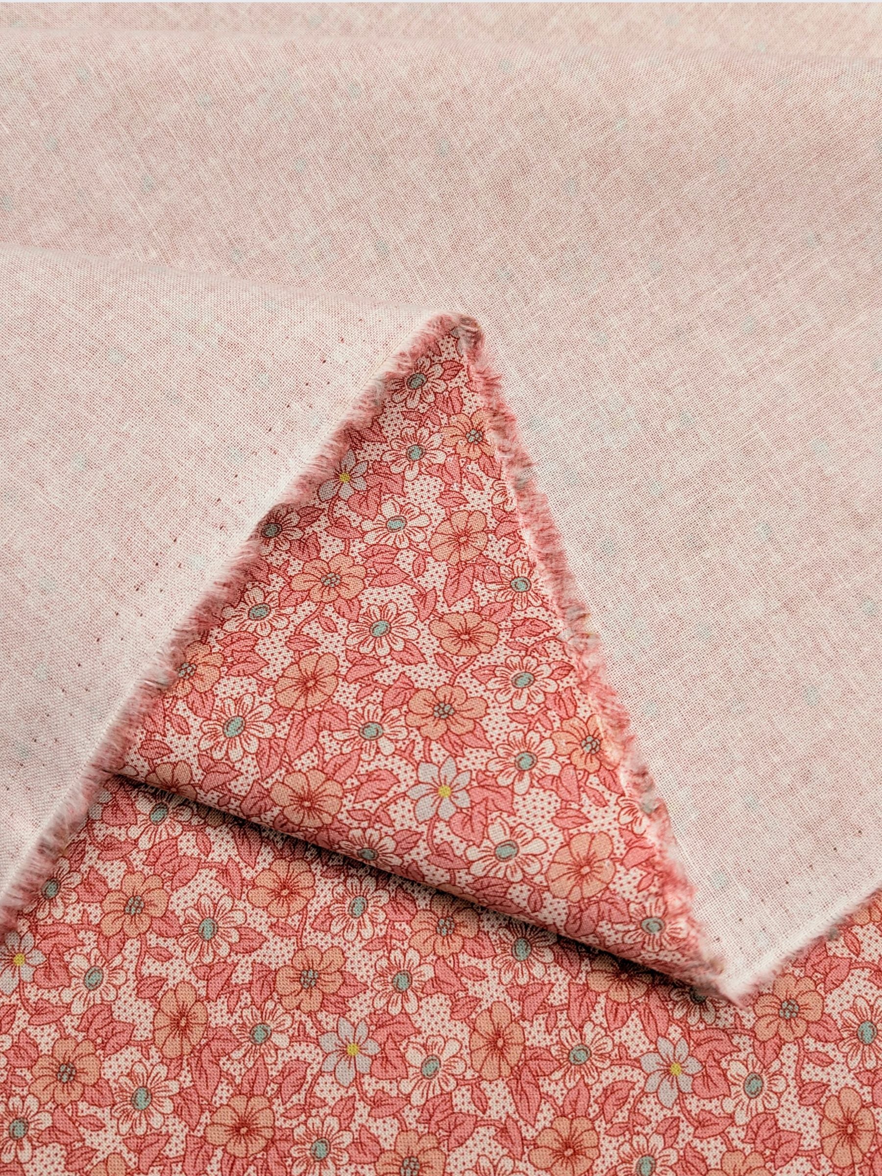 Textile Pantry - Tiny Flowers & Dots Cotton Sheeting Fabric - Pink